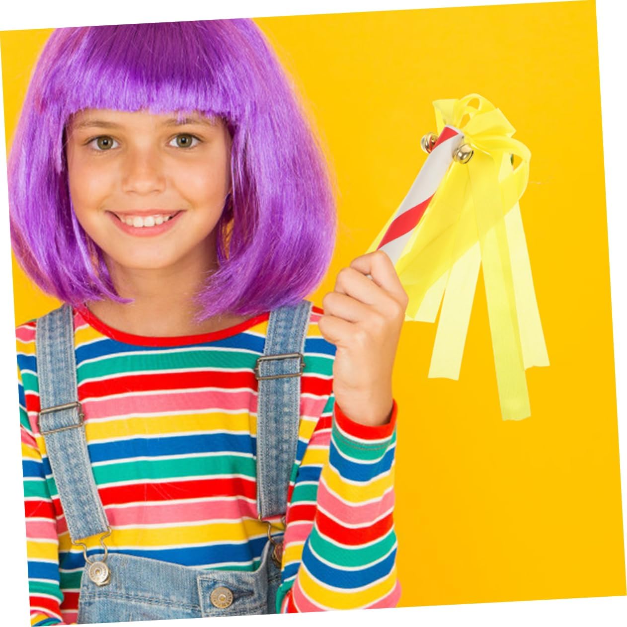 Abaodam 16pcs Cheerleading Pompom Sticks for Boys and Girls Eye-catching Yellow Cheer Props for Kindergarten Sports Events and Parties Lightweight and Easy to Clean