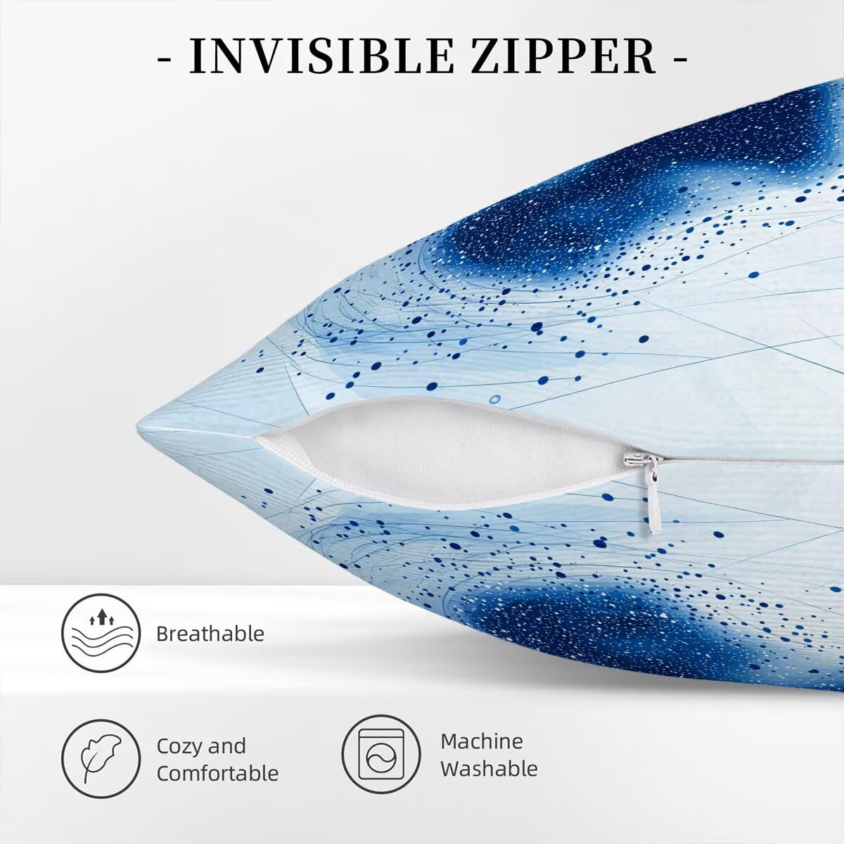 Kissenbezug Blau, Sofakissen 65x65 4er Set, Weich Samt Dekokissen Kissenbezüge Wetterfest, Pillow Case für Deko Kissen, Zierkissen Polsterbezug für Wohnzimmer, Geschenke für Frauen, Niedlich F-80