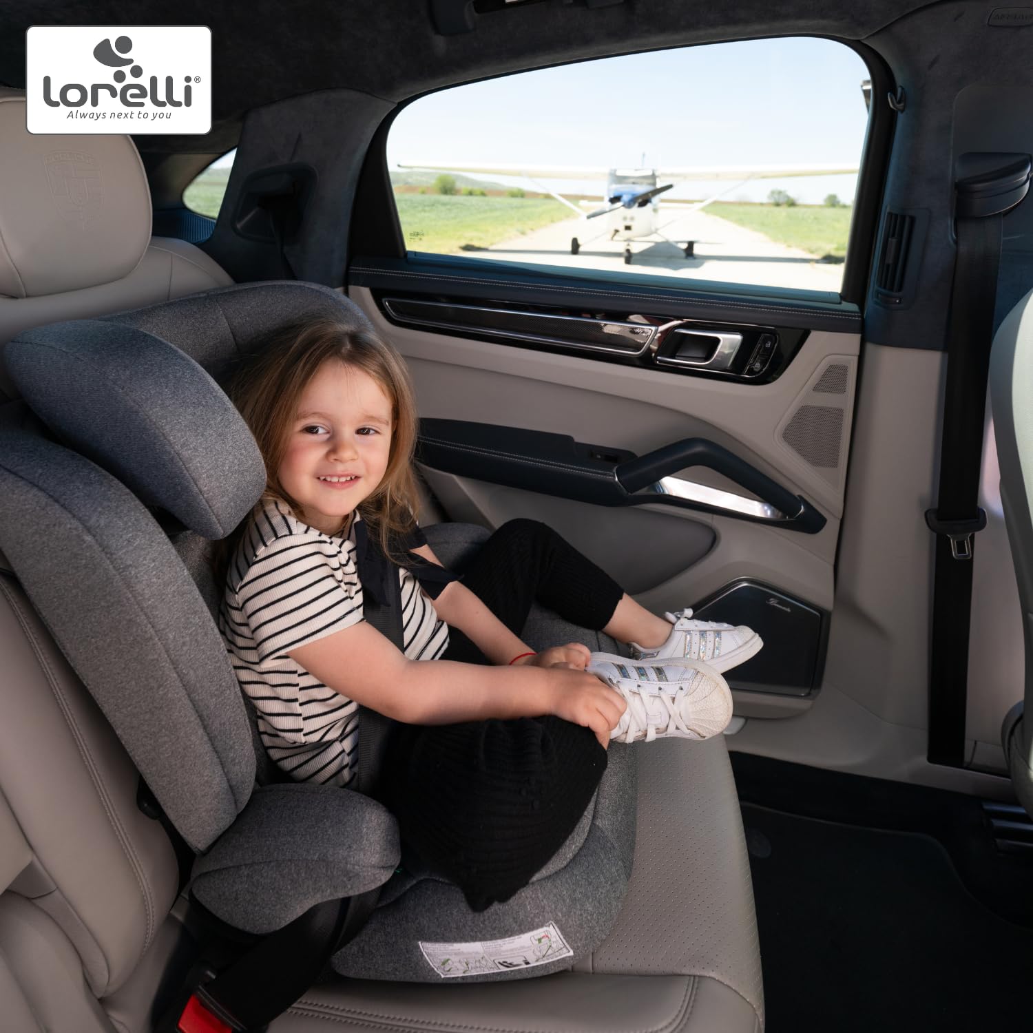 Lorelli Auto Kindersitz Colombo i-Size, mitwachsender Autositz für Kinder von 76-150 cm, Babysitz, Autokindersitz, Einstellbare Kopfstütze, 5-Punkt-Sicherheitsgurt, gelb