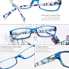 VIDEBLA 5 Pack Computer Reading Glasses Men and Women Anti Eyestrain Blue Light Blocking Glasses for Reading (5 Blue, 2.50)