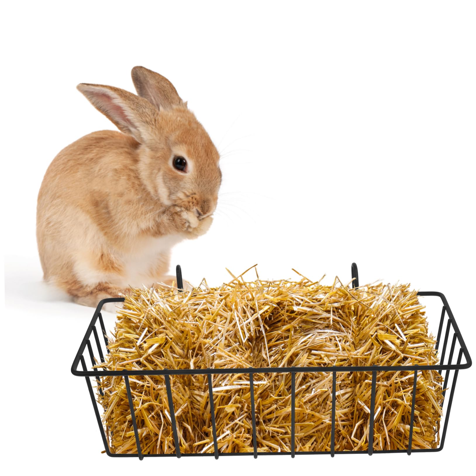 TOYANDONA Set 2 Rastrelliere Mangiatoia Sospesa in Metallo Nero per Conigli e Piccoli Animali, Supporto Pieghevole per Fieno da Gabbia, Facile Montaggio e Risparmio Spazio per Cavie