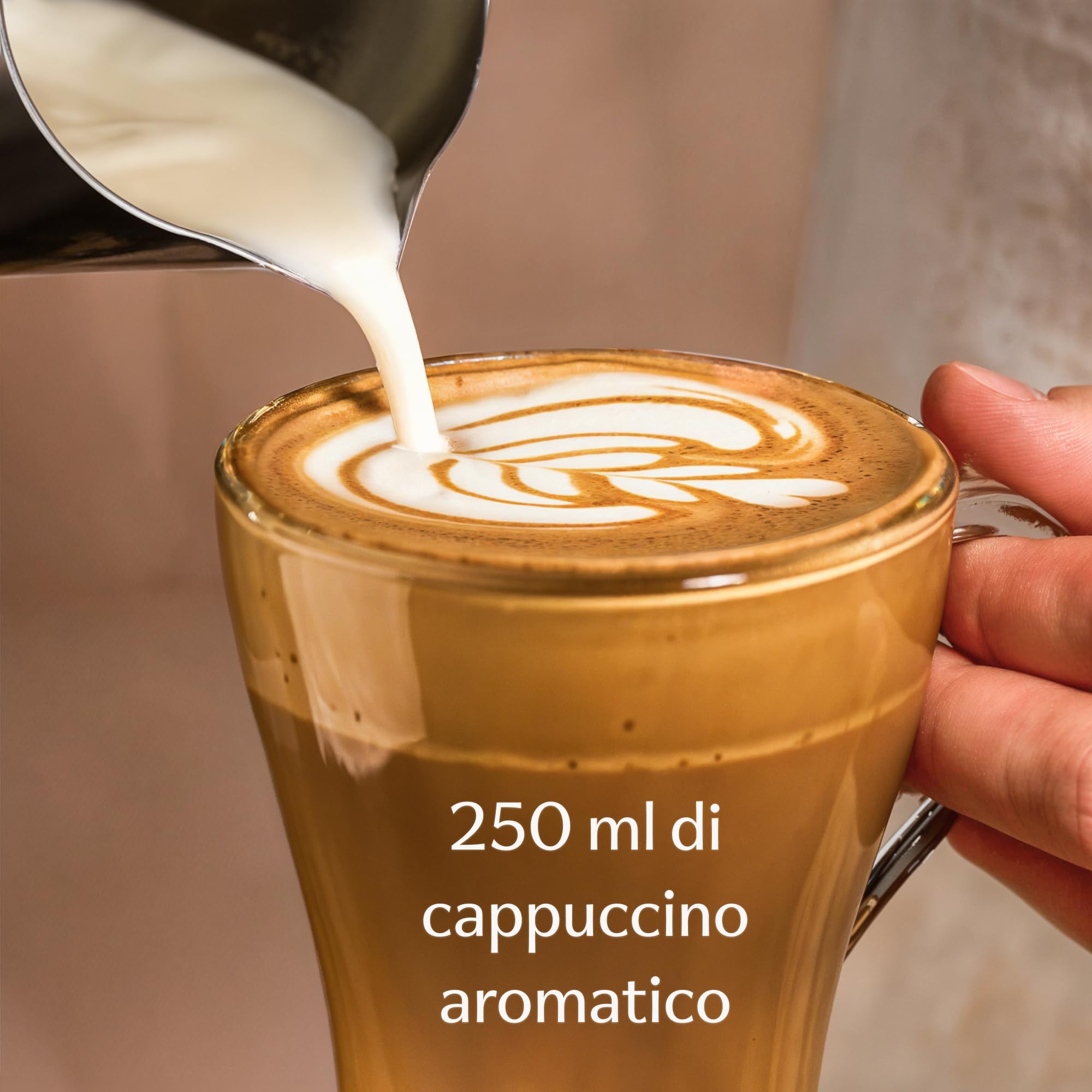 Cosumy 6 Tazze da Cappuccino in Vetro con 6 Cucchiaini - 250ml - Mantengono il Calore - Lavabili in Lavastoviglie adatto alle Microonde - Temprato Tazza Caffe