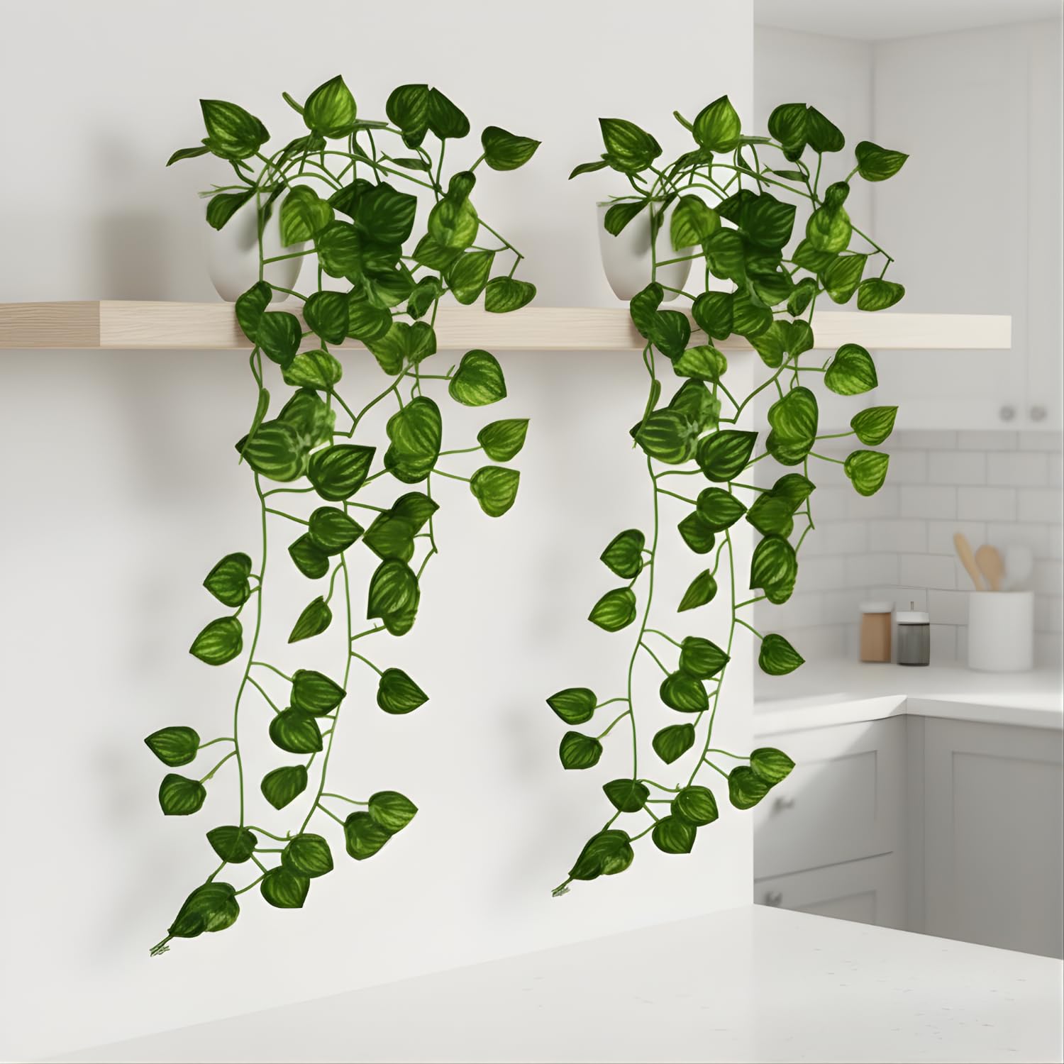 fancymart Artificial Vine Plant Falling with Pot: Pack of 2 (Natural Touch & Feel) - Home and Office Decor with Small Size Pot (45 x 17 x 7 CM)