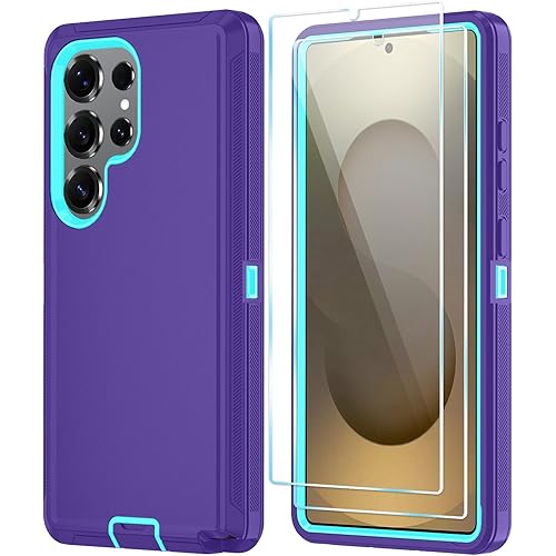 ONOLA Compatible with Samsung Galaxy S25 Ultra Case with HD Screen Protector, Heavy Duty Shockproof & Dropproof 3-Layer Cover Phone Case for Galaxy S25 Ultra 6.9'',PurpleSkyBlue