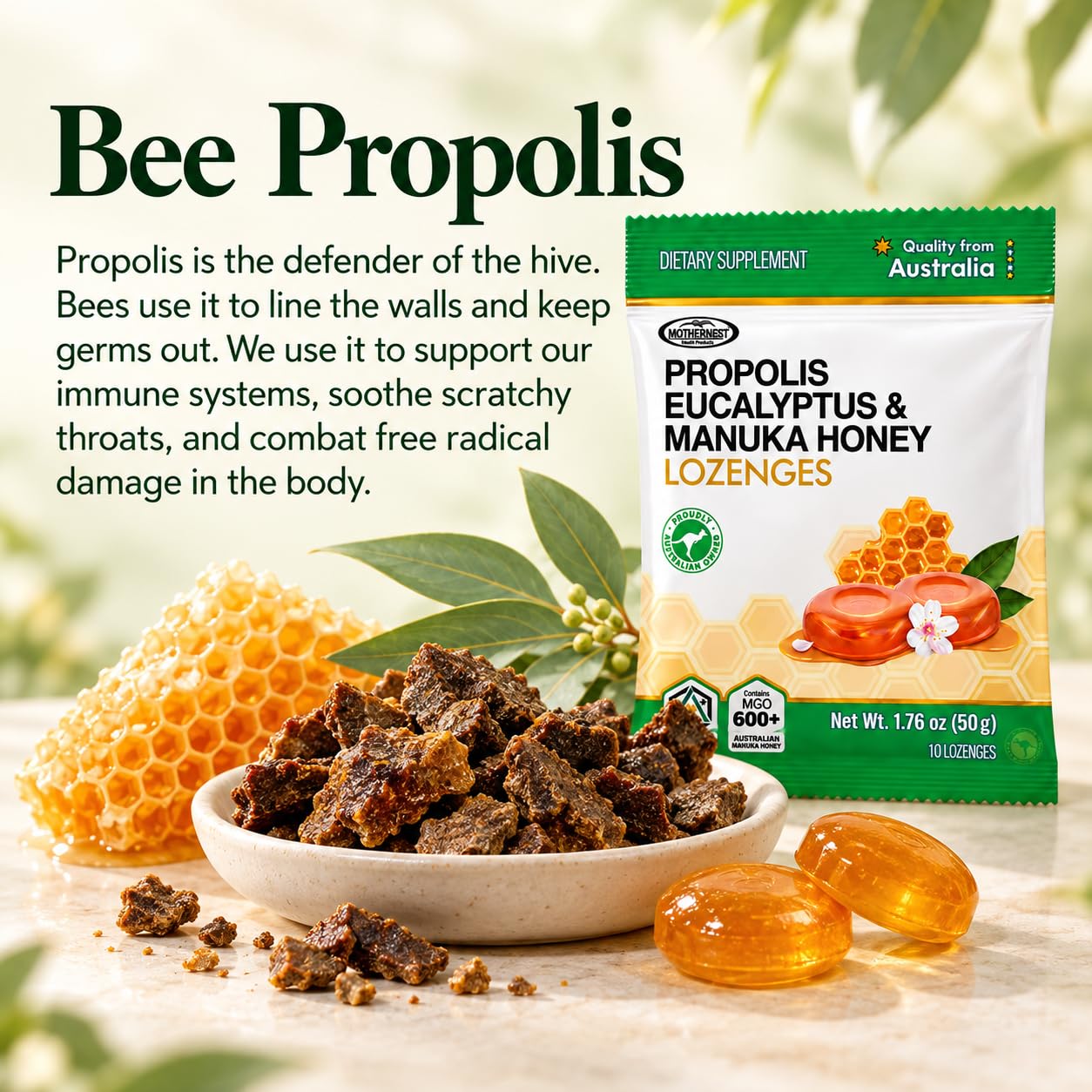Propolis Eucalyptus & Manuka Honey Lozenges 50g — Amazon image 6