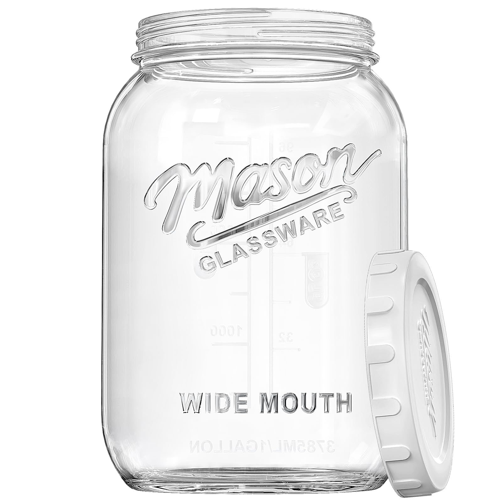 Dwbligt 1 Gallon Glass Jar with Airtight Lid, Large Mason Jar Wide Mouth for Flour Sugar Food Storage Containers with Scale Mark(1 PCS), Canning Jars for Sun Tea, Kombucha, Cookie, Pickle, Fermenting