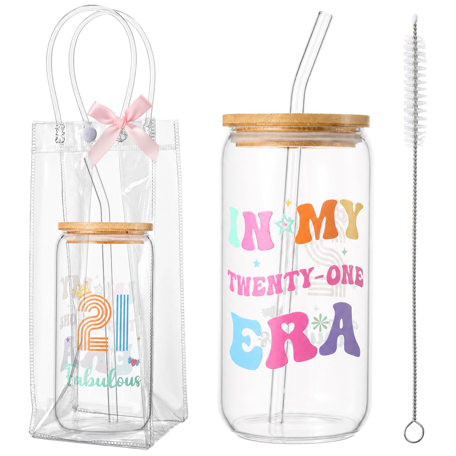 saerryor 21st Birthday Gifts for Women Her,16 oz Glass Iced Coffee Cup