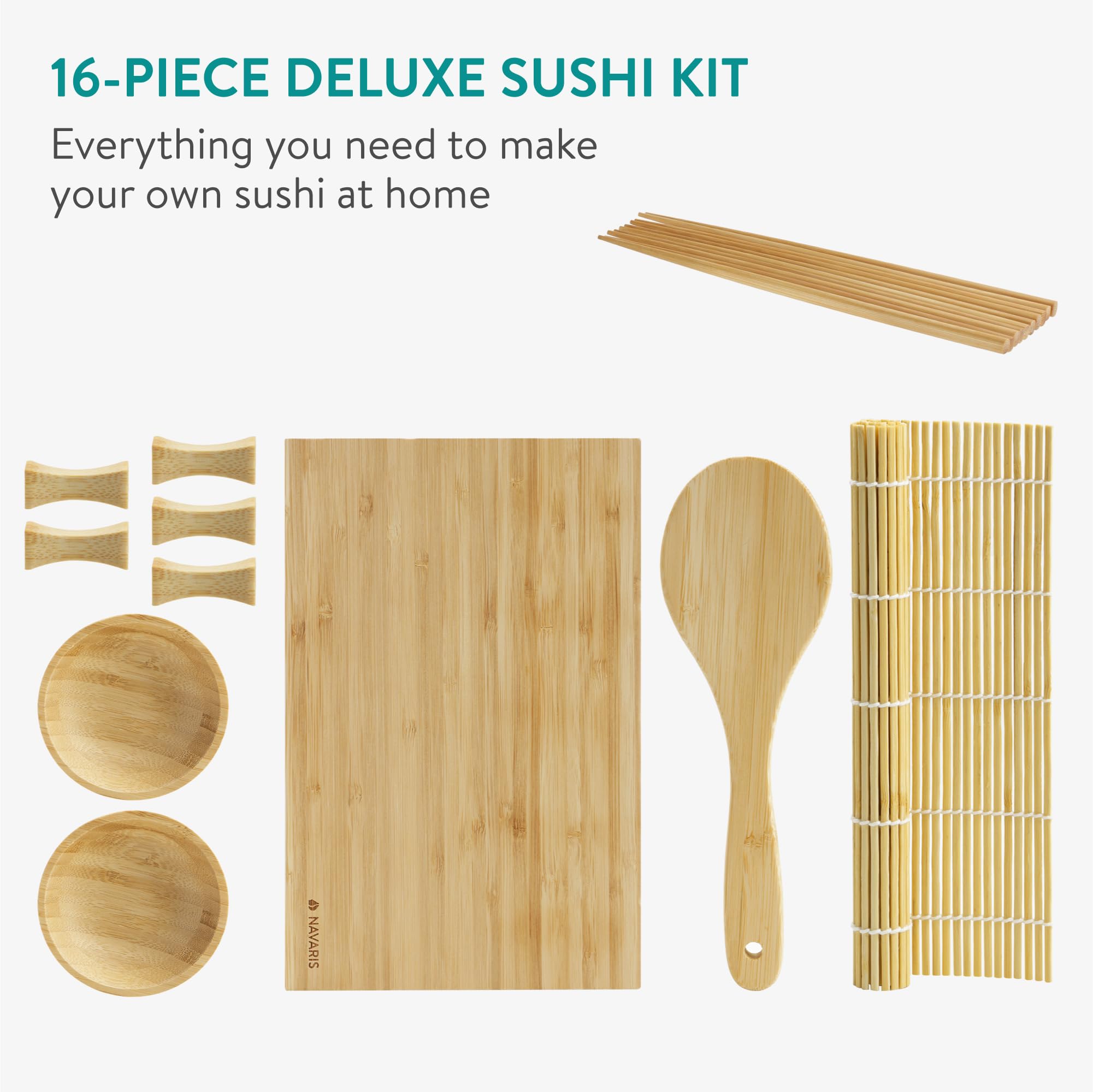 Kit Sushi Débutant 16 Pièces DAJAVE - Tapis Bambou, Bazooka à Sushi, Moules, Outils Complets - 2