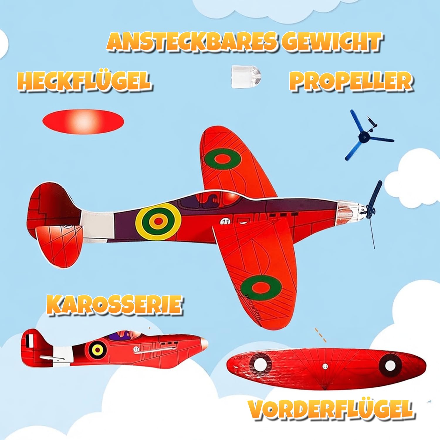 Bedwina Glider Planes – 36 sztuk, 20,3 cm samoloty bombowe z pianki dla dzieci, idealne na imprezy, urodziny, do torebek z upominkami i zabaw na świeżym powietrzu