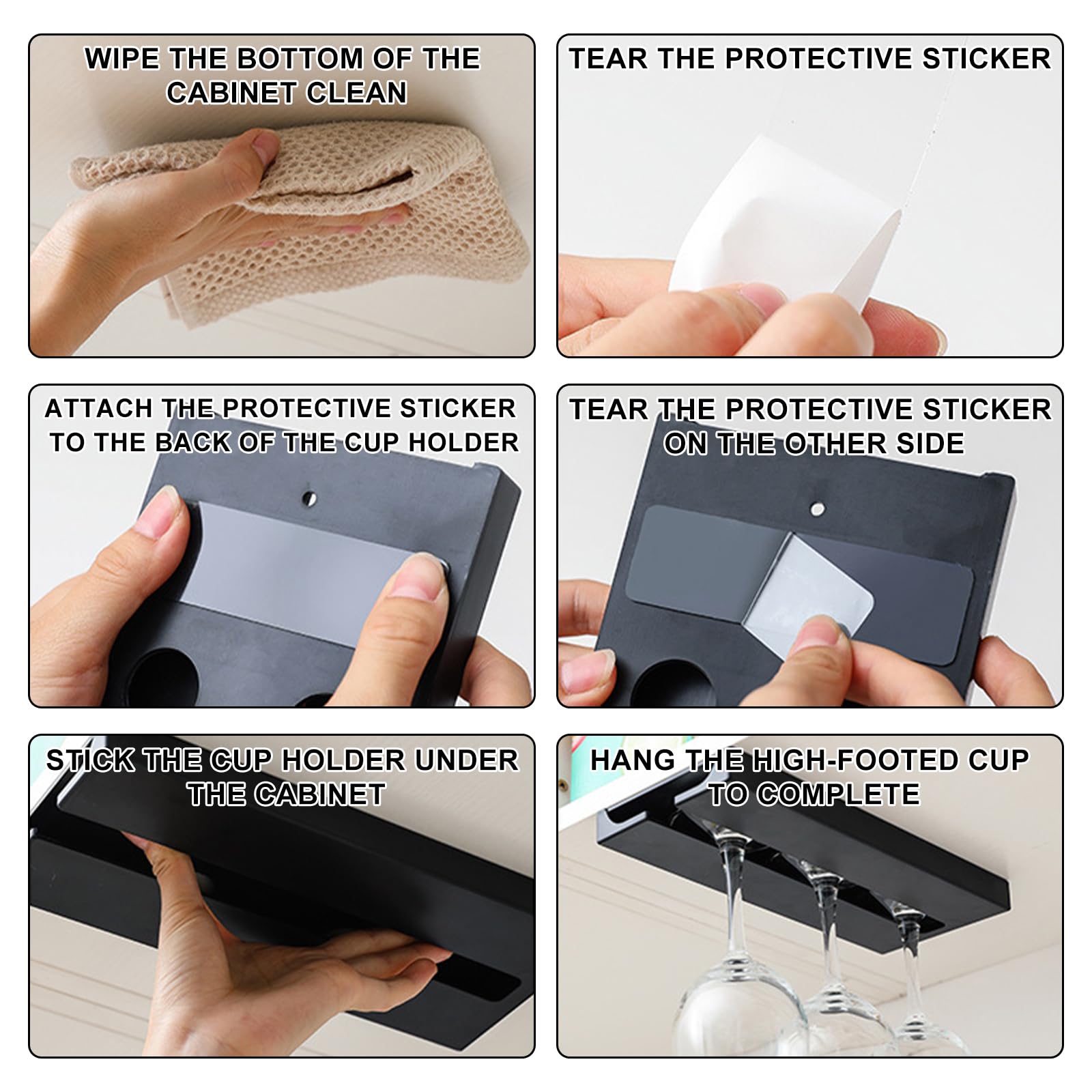 4 Supporti Bicchieri Vino Sospesi - Portabicchieri Da Appendere Per Bar, Casa, Ufficio