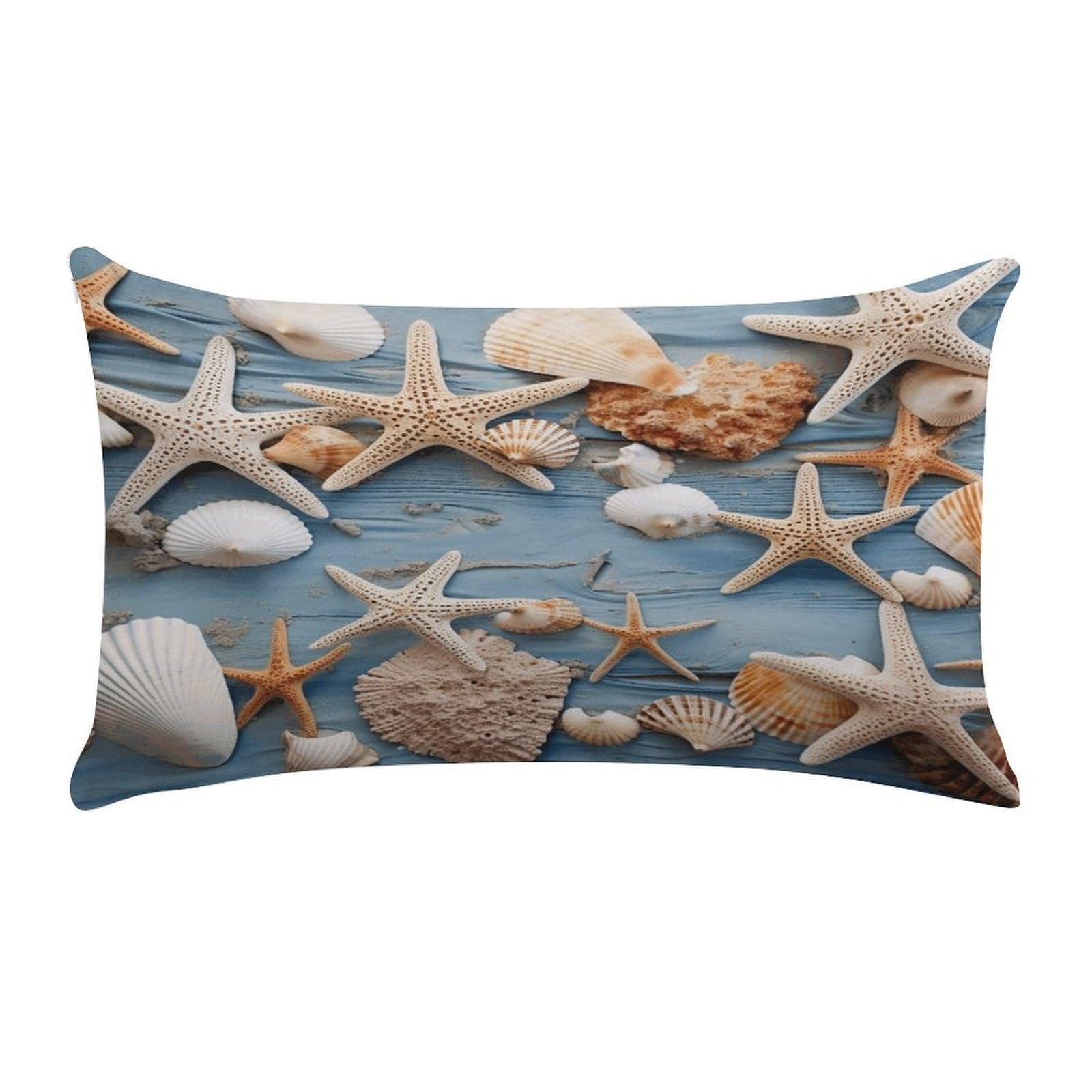 Adfgyerh Style Shell Starfish Pattern Pillow Covers，20X12inch,Invisible Zipper Design，Throw Pillow Cover,Short Plush，Ultra-Soft Fabric On Both Sides Home Decor，For Home Sofa Couch