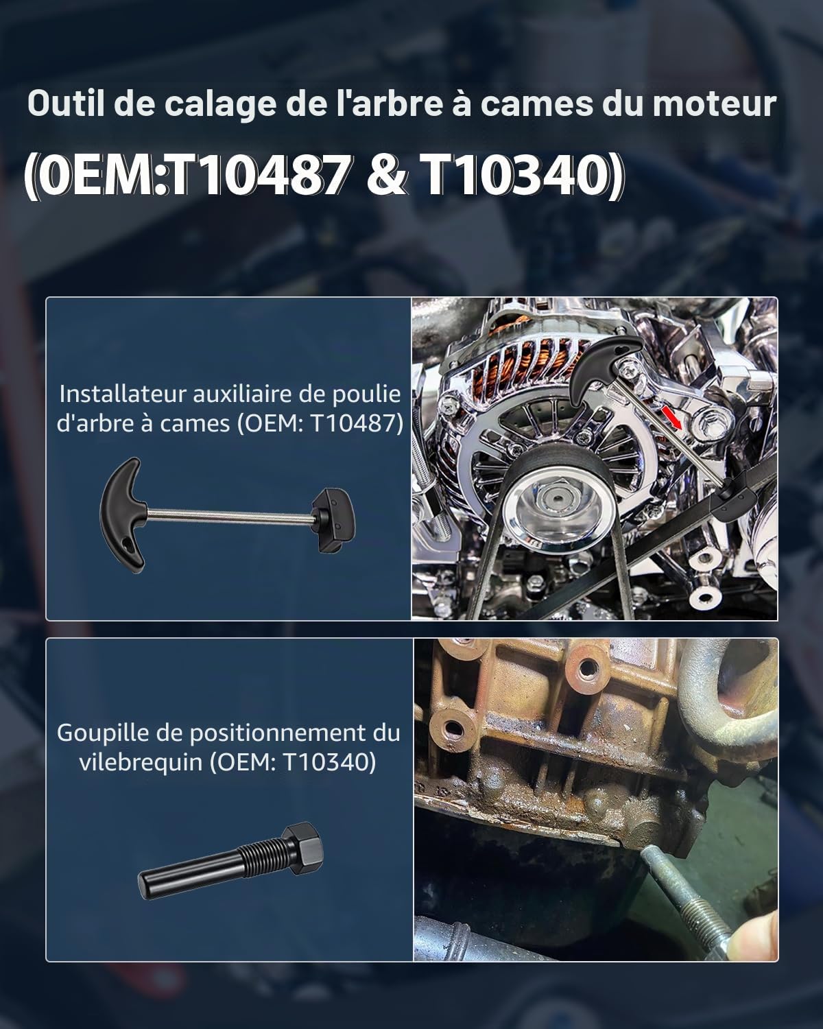 10 Pcs Kit D'outils Réglage du Moteur, Outil de Chaîne Distribution, pour Moteurs VAG EA211 1.0, 1.2, 1.4, 1.6L FSI TSI TFSI, Compatible avec VW Audi A3, Golf VII, Jetta, Skoda Octavia, Seat
