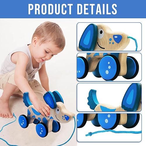 Miniatura 3 de Juguete de madera hecho a mano para perros con cuerda para caminar, juguete educativo para niños y niñas, regalos de cumpleaños