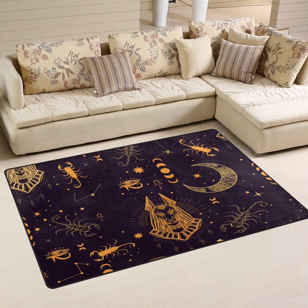 Amazon.com: Linomo Area Rug Egyptian Anubis Scorpion Moon Constellation ...