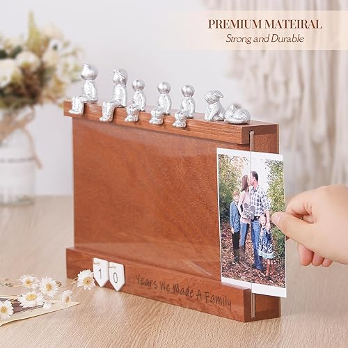 Miniatura 3 de Caja de recuerdo de aniversario con estatua familiar, marco de madera para almacenamiento de recuerdos preciados, regalos de aniversario o boda para
