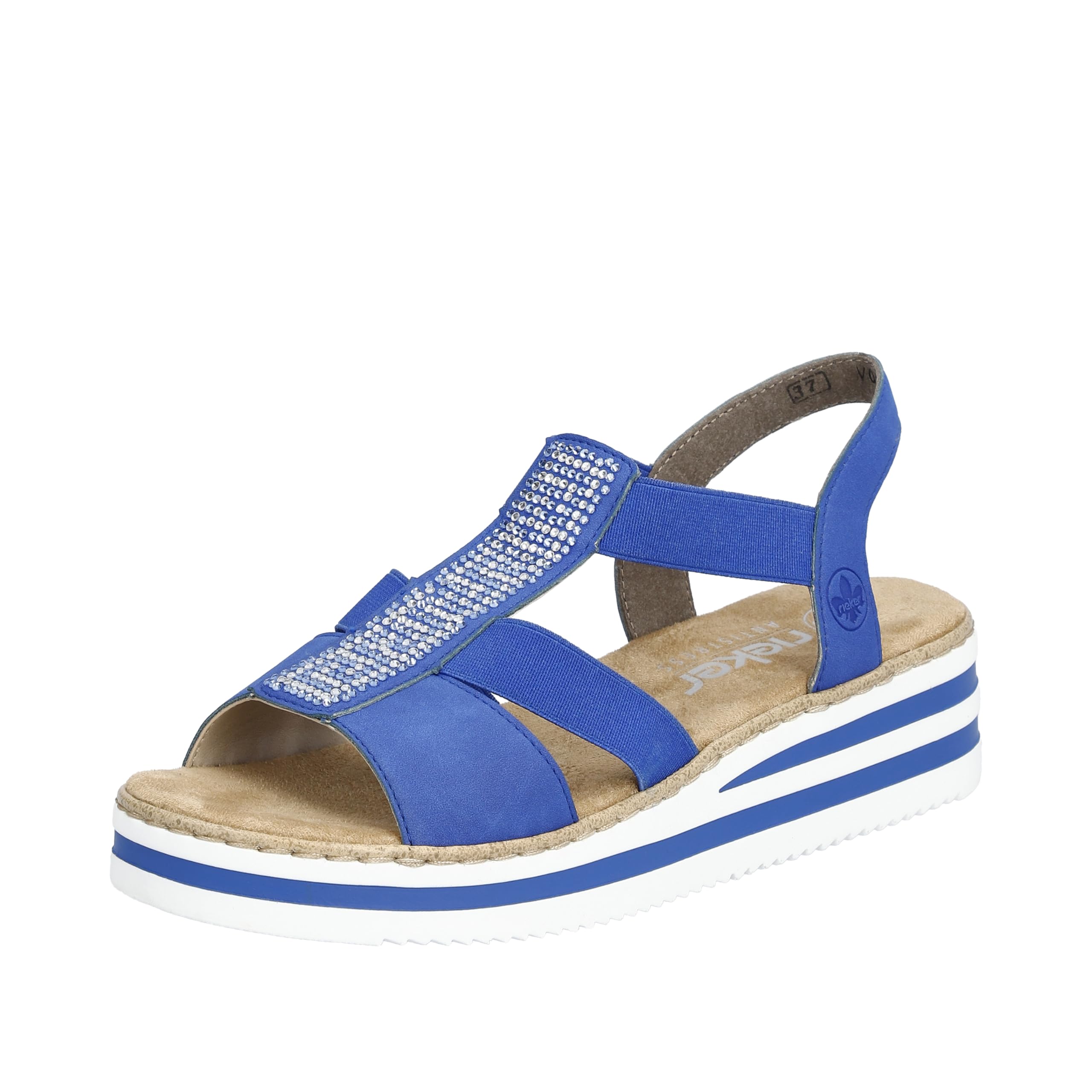 Rieker Women's V0209 Sandals, blue, 8 UK