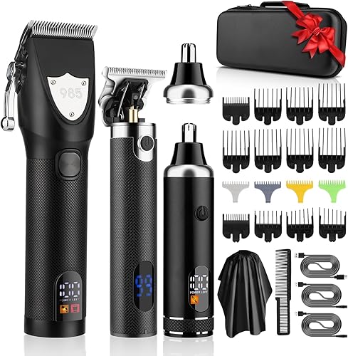 Miniatura 22 de RESUXI Professional Hair Clippers for Men T-Blade Trimmer Electric Shavers Razor Set,Cordless Beard Trimmer for Men Barber Clippers for Hair Cutting