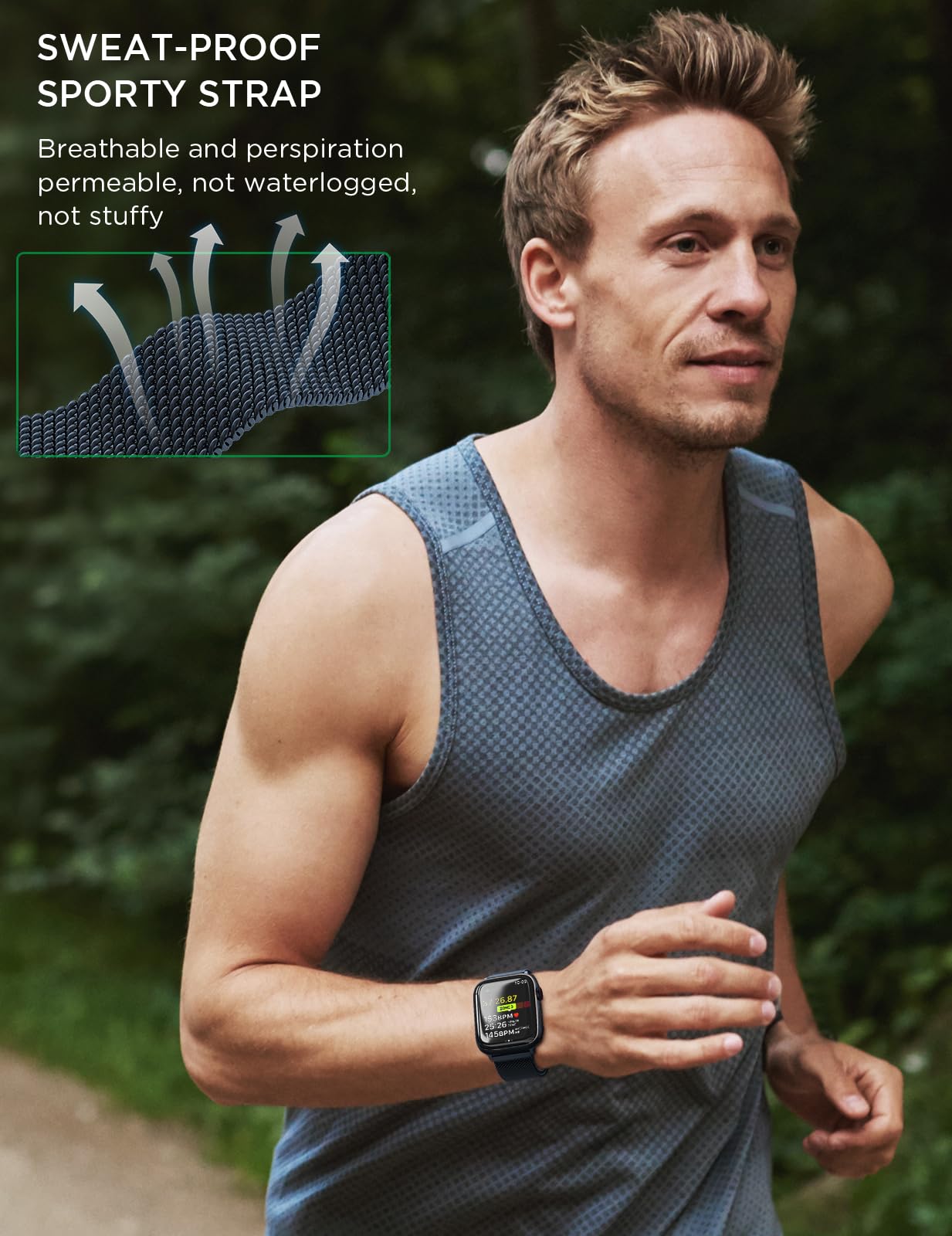 MRAIN-H Loop in Maglia Milanese Brevettato Compatibile con Cinturino Apple Watch 44 mm 40mm 45mm 41 mm 42mm 38mm 49mm 46mm Donna Uomo, Cinturini per iWatch Serie 10 9 8 7 6 5 4 3 SE Ultra 2 1