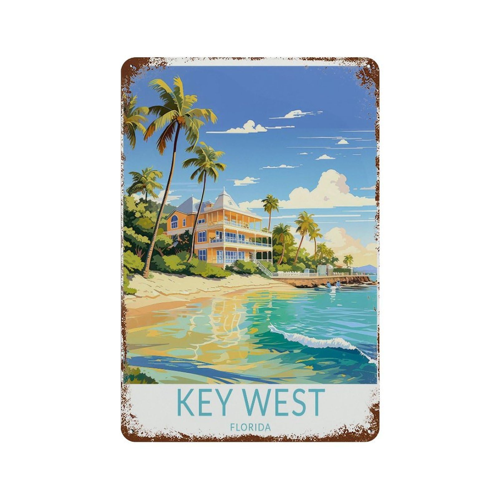 xiaoxiaoshen Key West Travel Florida Custom Personalized (2) Wall Decor Art Metal Tin Poster Modern Home Decor Art Home Bar Shop Decorations Vintage Sign 30x20cm