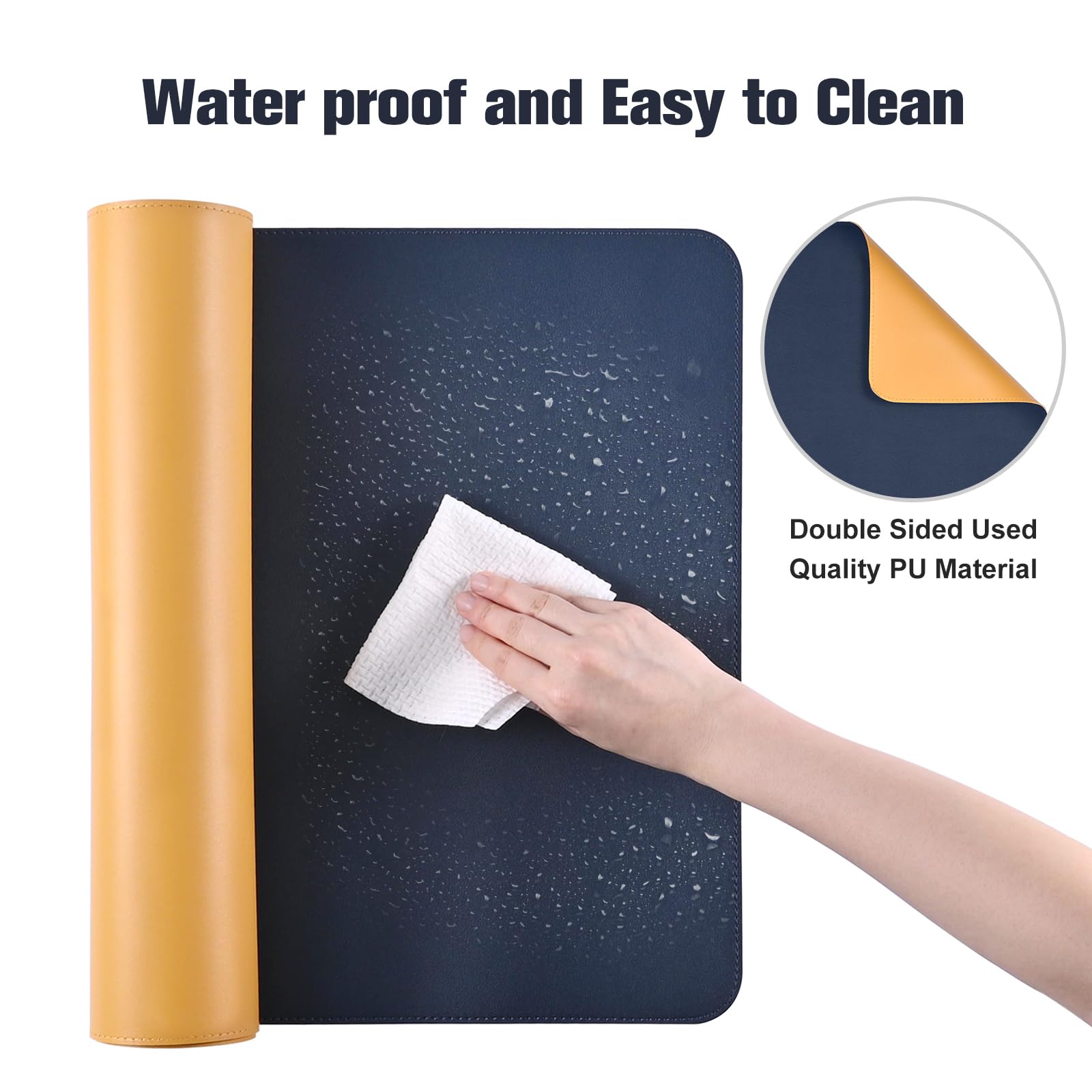 MumdoYAL Tapete de Escritorio, Alfombrilla de ratón, Desk Mat, tapete Impermeable de PU, 80 x 40 cm, Ideal para Oficina o hogar, de Doble Cara (Plata、Azul Cielo)