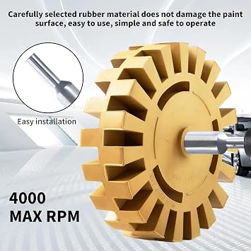 1 Pack Decal Remover Eraser Wheel, 4 in Toffee Wheel with Drill Adapter for Car Vinyl Decals Pinstripes Adhesives Graphics Removal from Vehicles Boats Rvs