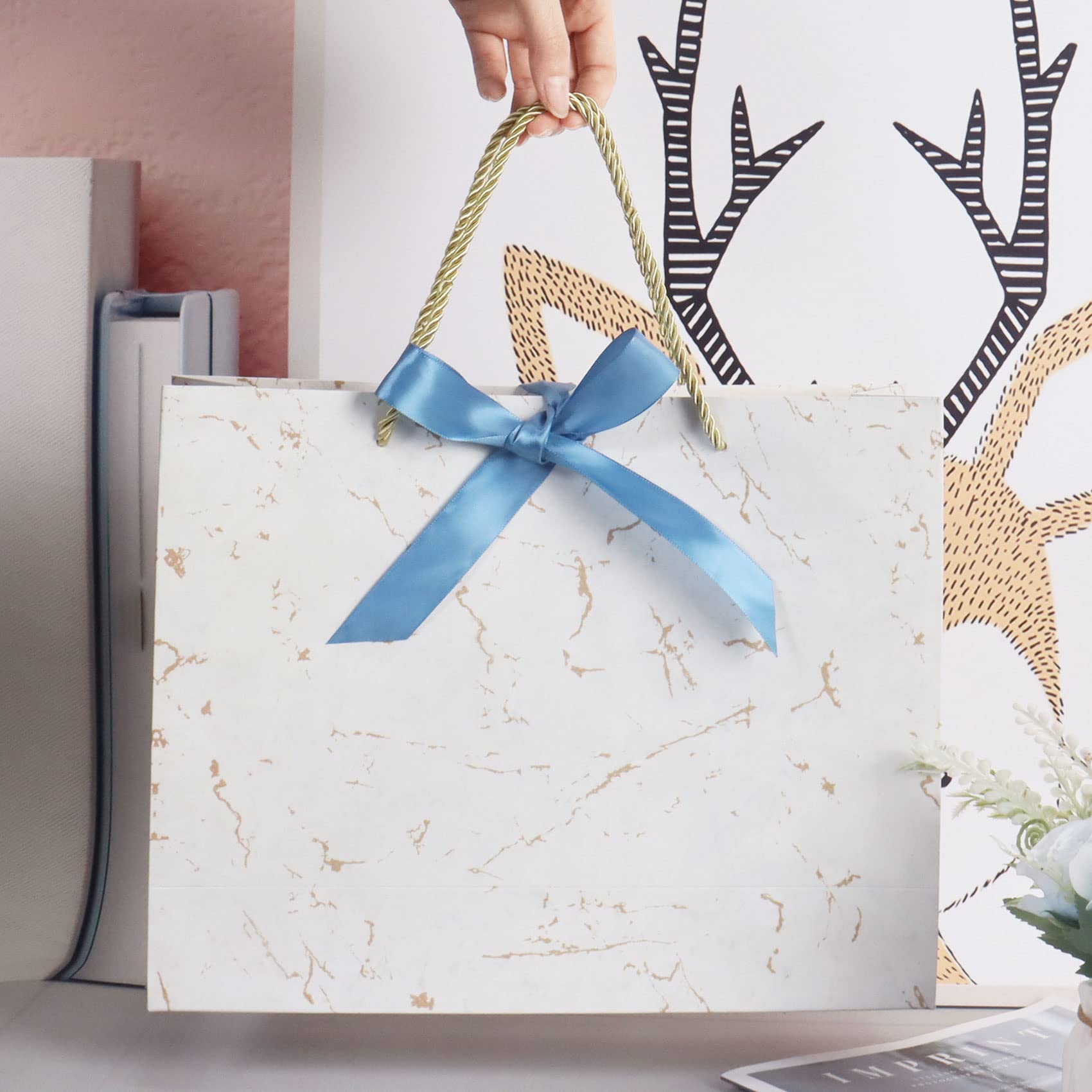 JEUIHAU 16 Pcs Wedding Gift Bags With Gold Bow Ribbon, Colorful Medium Gift Bag (L)28 X (H)20 X (W)10 Cm Party Bag With Handles, Present Bags For Birthday, Weddings, Parties, Christmas - View #11