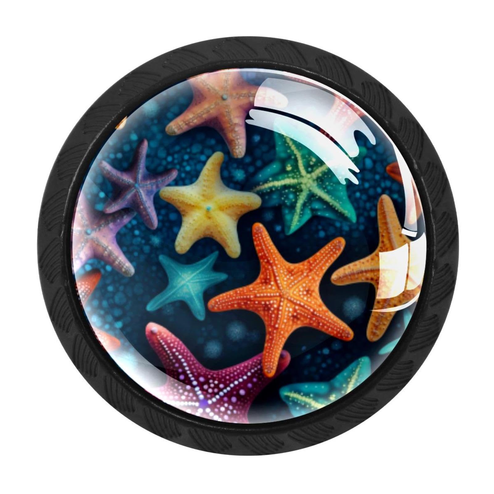 CHENZZZZ Starfish Drawer Knobs Pull Handle Crystal Glass Circle Shape Cabinet Drawer Pulls Cupboard Knobs with Screws for Kitchen Cupboard Dresser Wardrobe etc