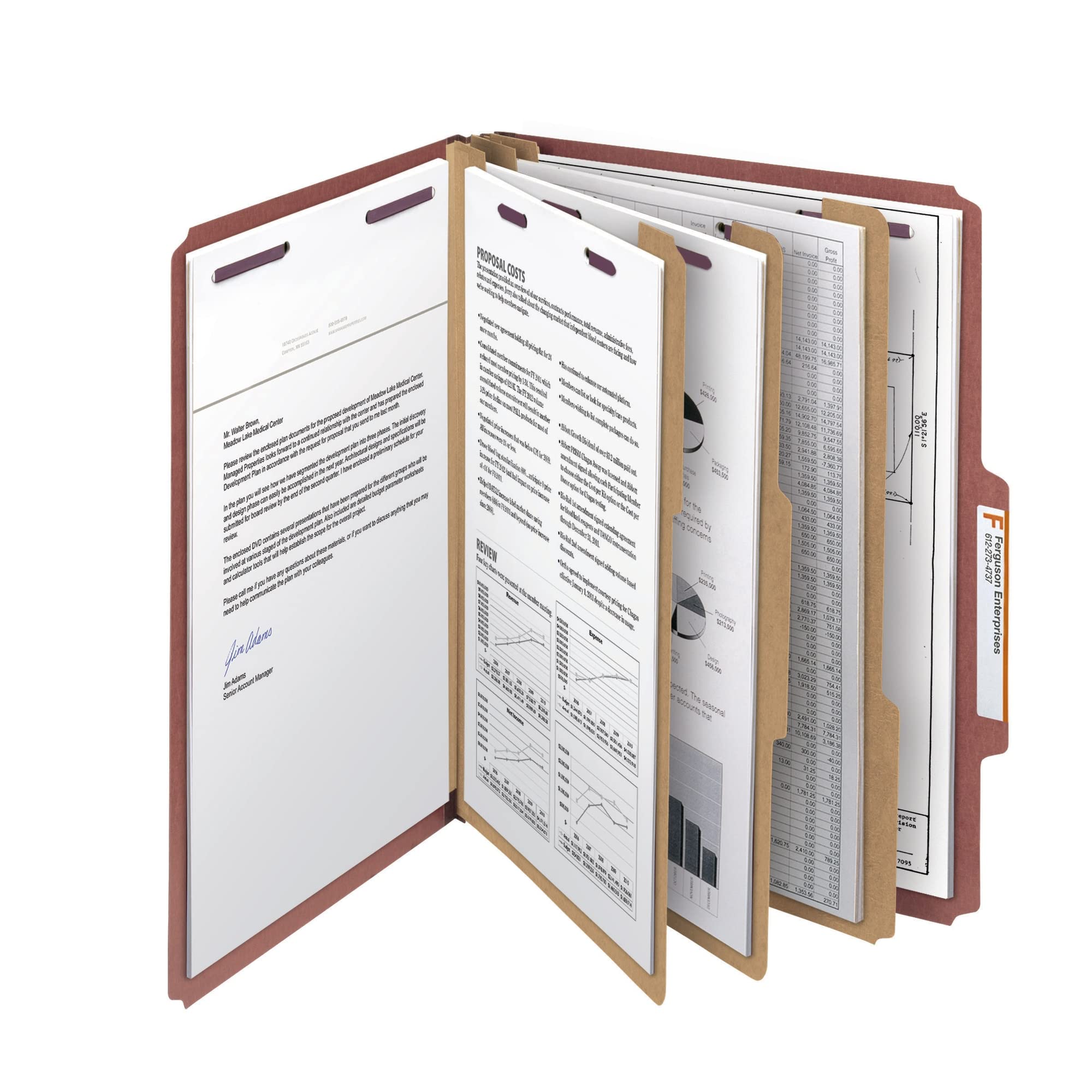 Smead Cartella portadocumenti con chiusure SafeSHIELD, 3 divisori, espansione 7,6 cm, formato lettera, rosso, 10 per scatola (14092)