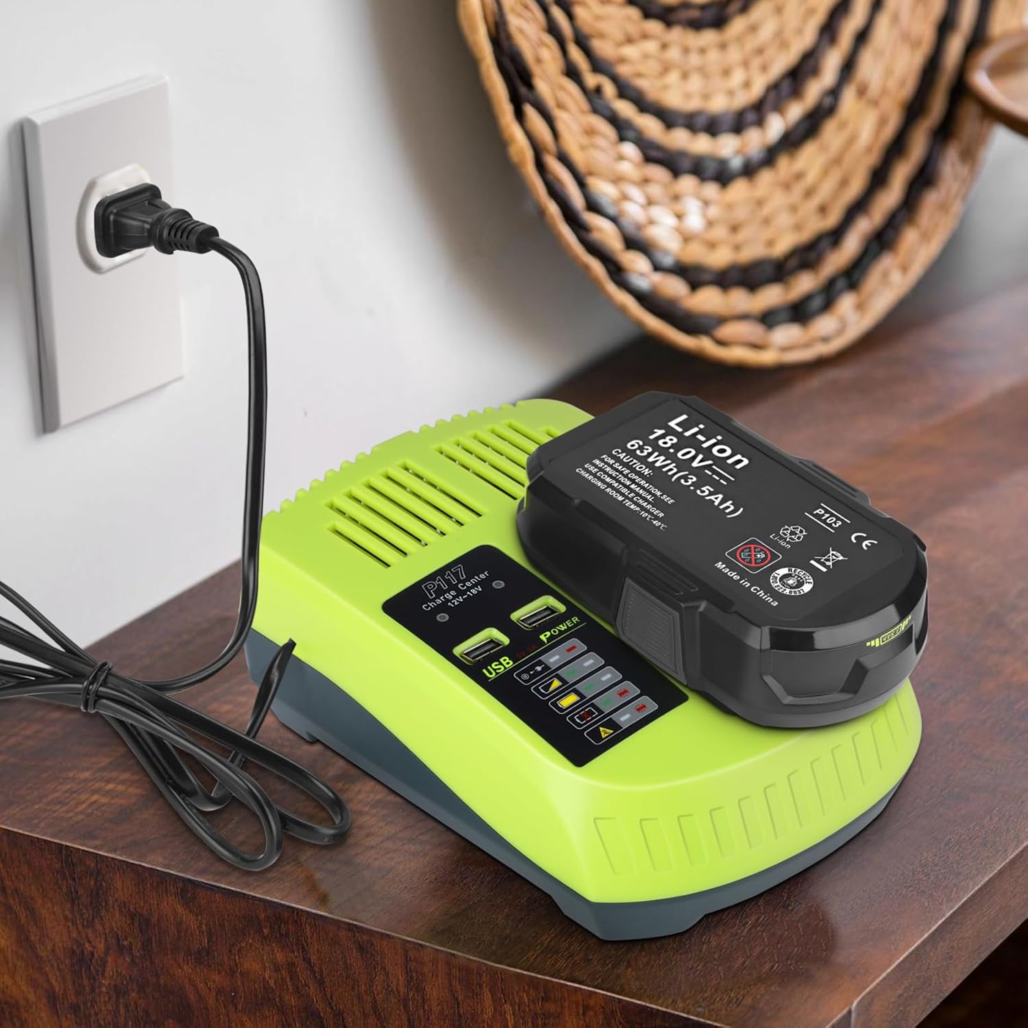 KUNLUN 2Pack 3.5Ah P102 Battery for Ryobi 18V Battery and P117 Charger Combo Compatible for Ryobi 18 Volt ONE+ P103 P104 P105 P107 P109 P190 P191 P122 Power Tools - Image 7