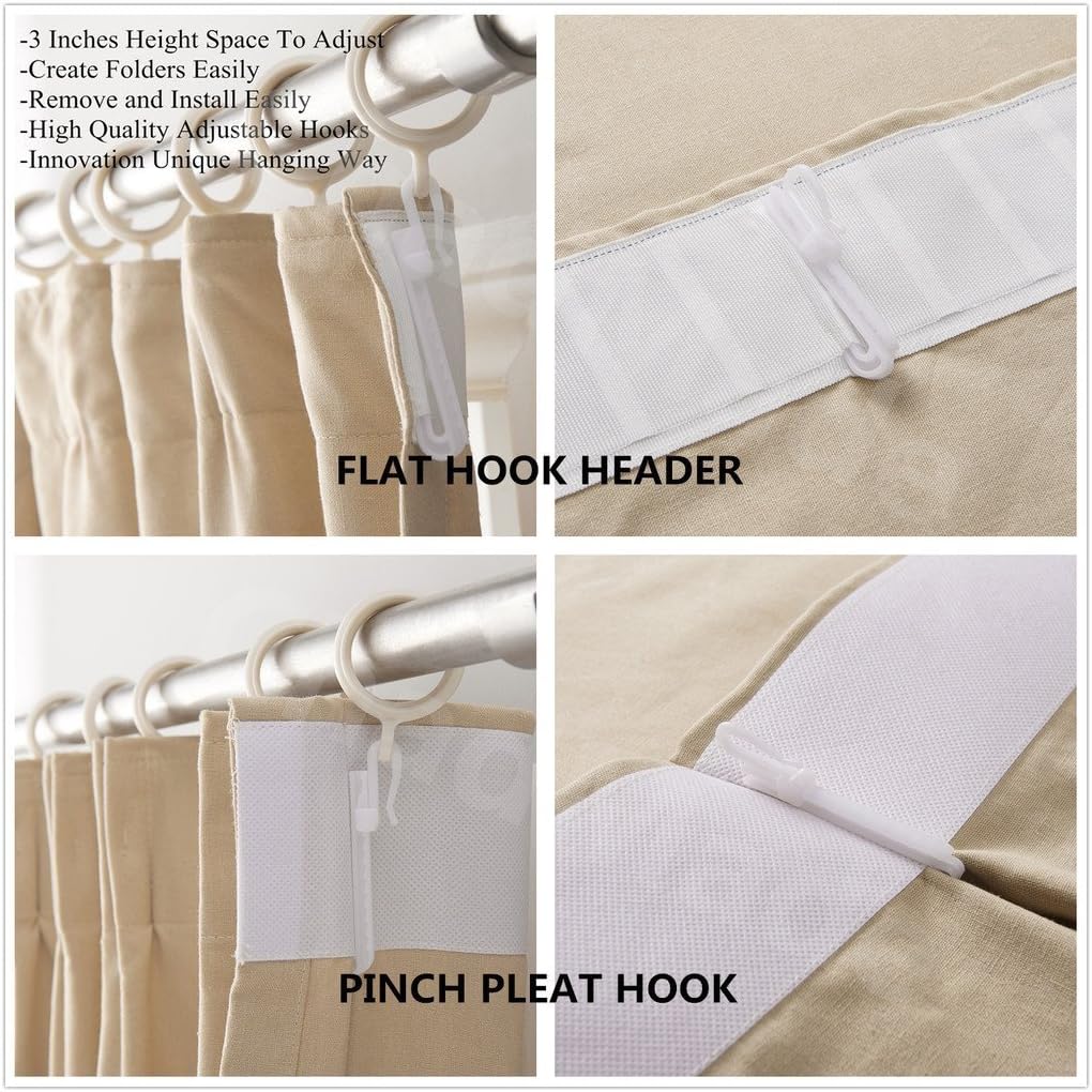 cololeaf 3" Slip On Curtain Drapery Pin Hook for Pinch Pleated Flat Panels Header, 64 Pack, White