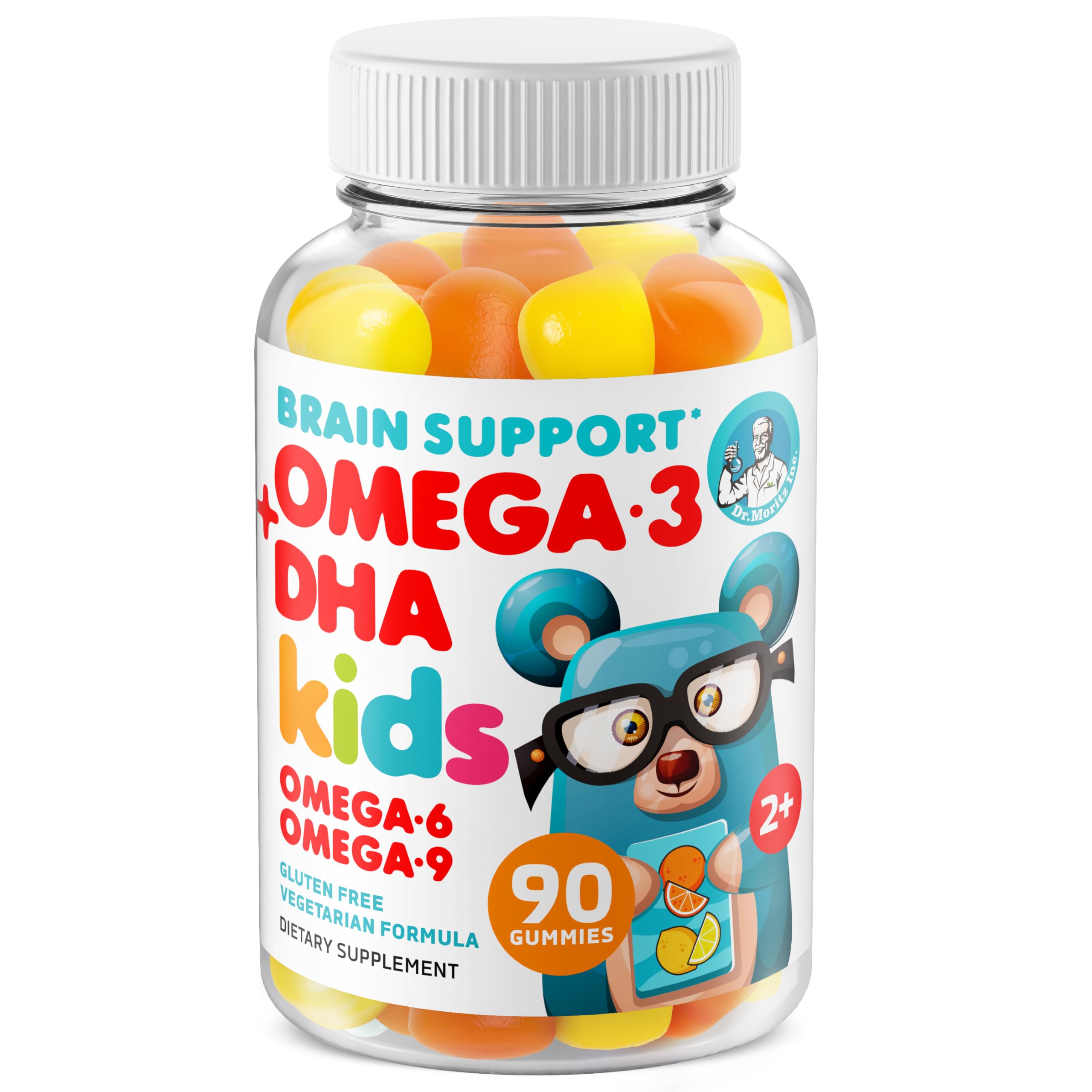 DR. MORITZ Vegan Omega 3 Gummies for Kids and Toddlers (90 Count), Omega 3 Kids Gummies for Brain and Heart Health, No Fish Oil and Gluten FreeClimatePartner certified