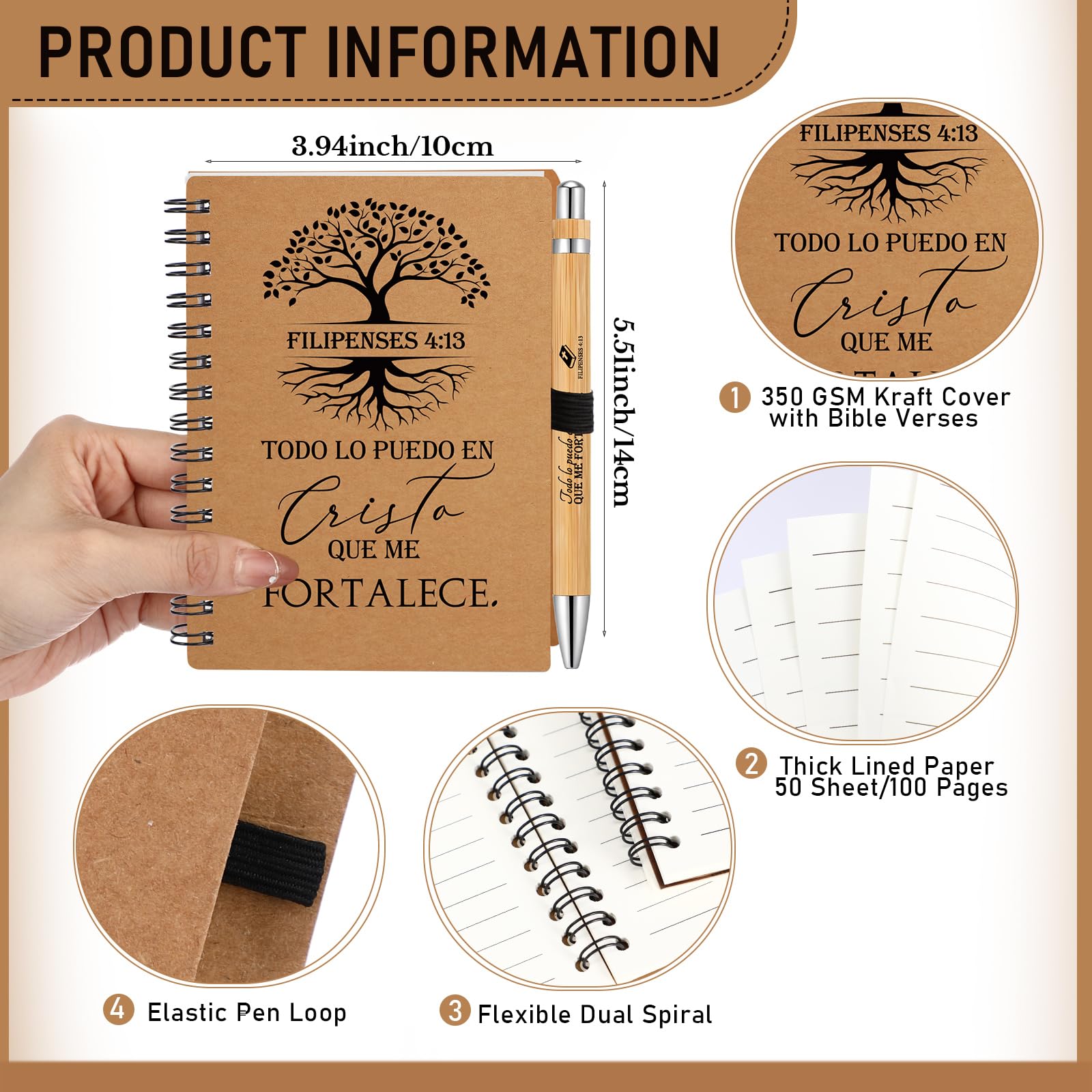 Kosiz Set da 40 pezzi/20 regali cristiani, blocco religioso a spirale con penna per versi biblici, diario di preghiera, quaderno ispiratore, per uomini, donne, chiesa, studio, scuola domenicale, Vbs