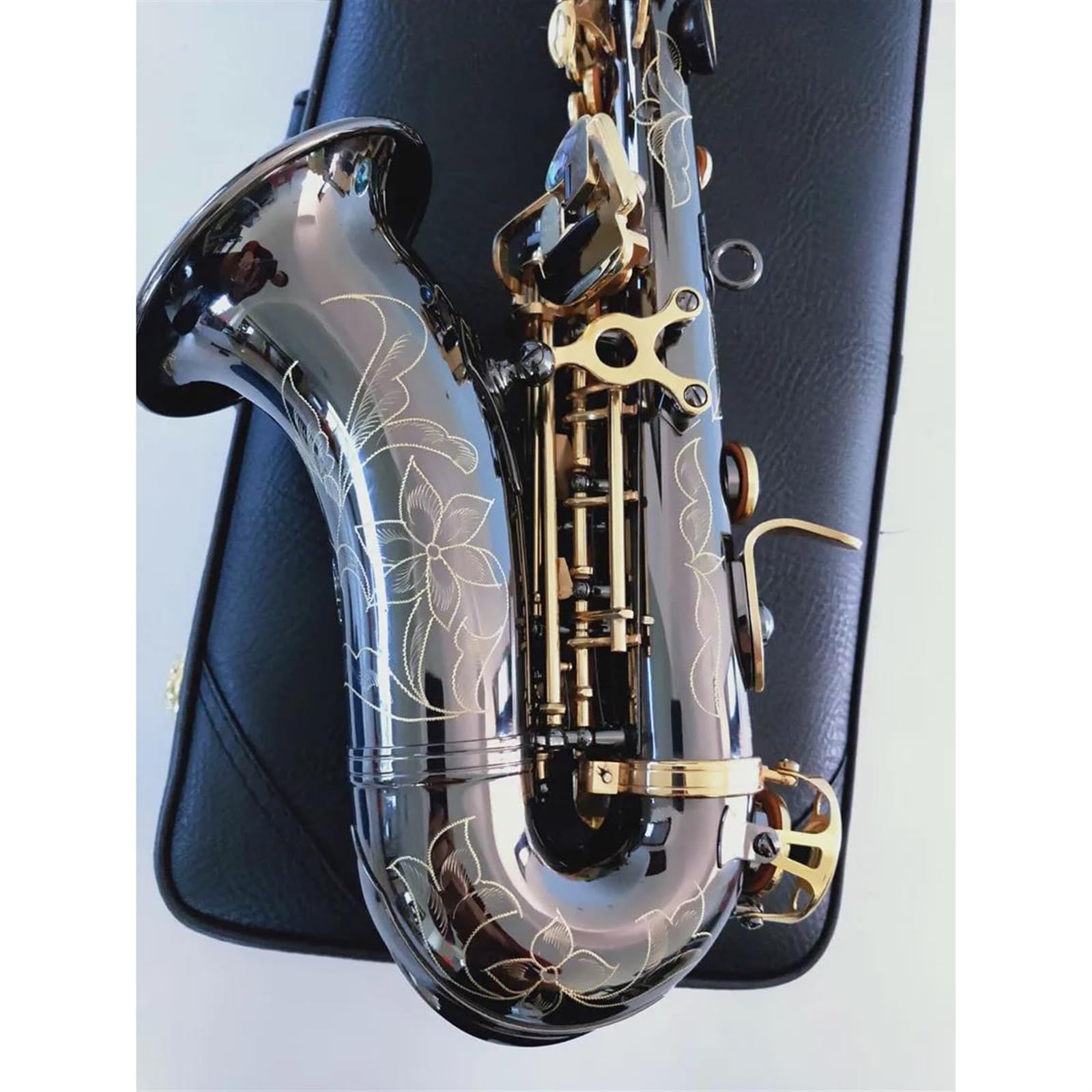 Amazon | サックス 黒 Bb 曲楽器ゴールデンキー湾曲したソプラノ