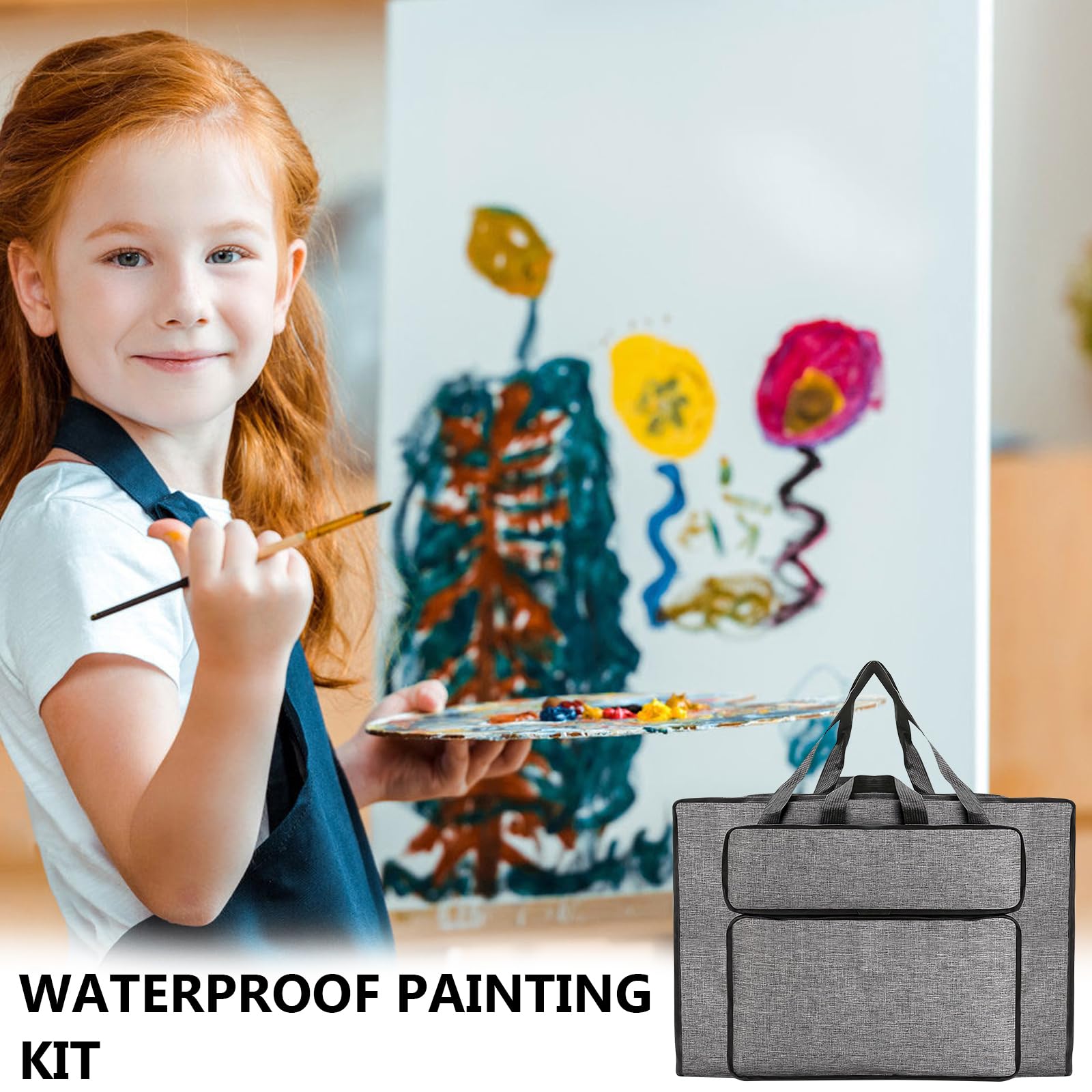 Bocguy Borsa per il trasporto impermeabile, formato A3, multifunzionale, da disegno, con maniglie, per pittura, per bambini, per artisti, leggera, custodia, Blu, A2, Cartella portadocumenti