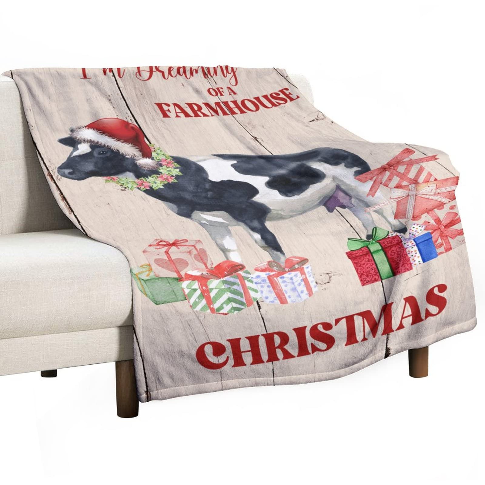 Couverture flanelle Noël pour lit et canapé au style farmhouse chaleureux