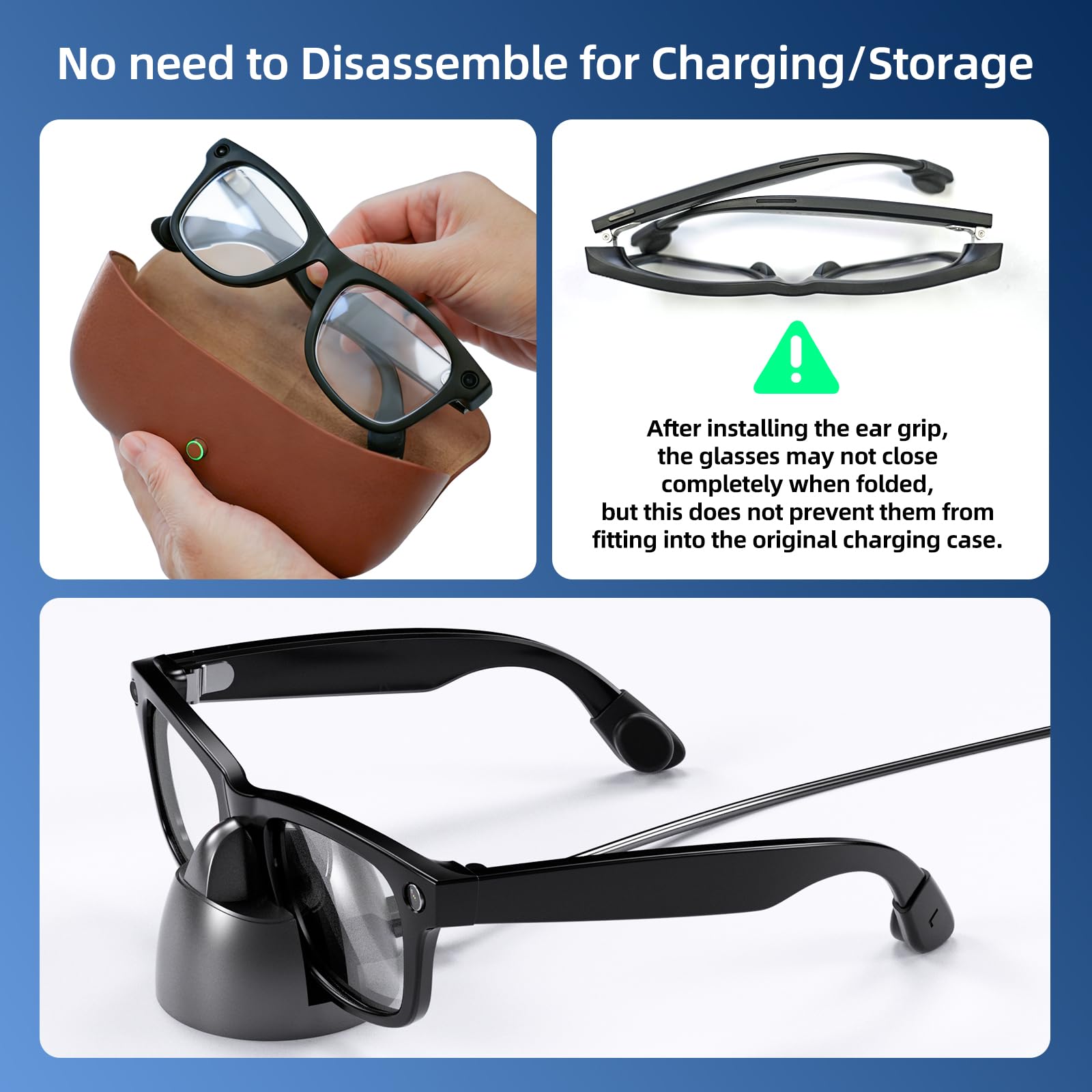 Agarre para gafas compatible con Ray Ban Meta (Gen 1 y 2) Wayfarer/Skyler/Headliner, almohadilla de silicona antideslizante para gafas inteligentes Meta AI, accesorios — view 6
