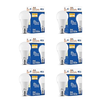 Murphy 9W B22D BEE 3 Star Rated LED Cool Day White Bulb, Pack of 6 (GLO)