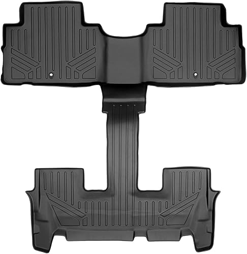 Miniatura 17 de SMARTLINER Alfombrillas de suelo de ajuste personalizado, 3 filas y forro de carga detrás de la segunda fila, color negro, compatibles con Hyundai