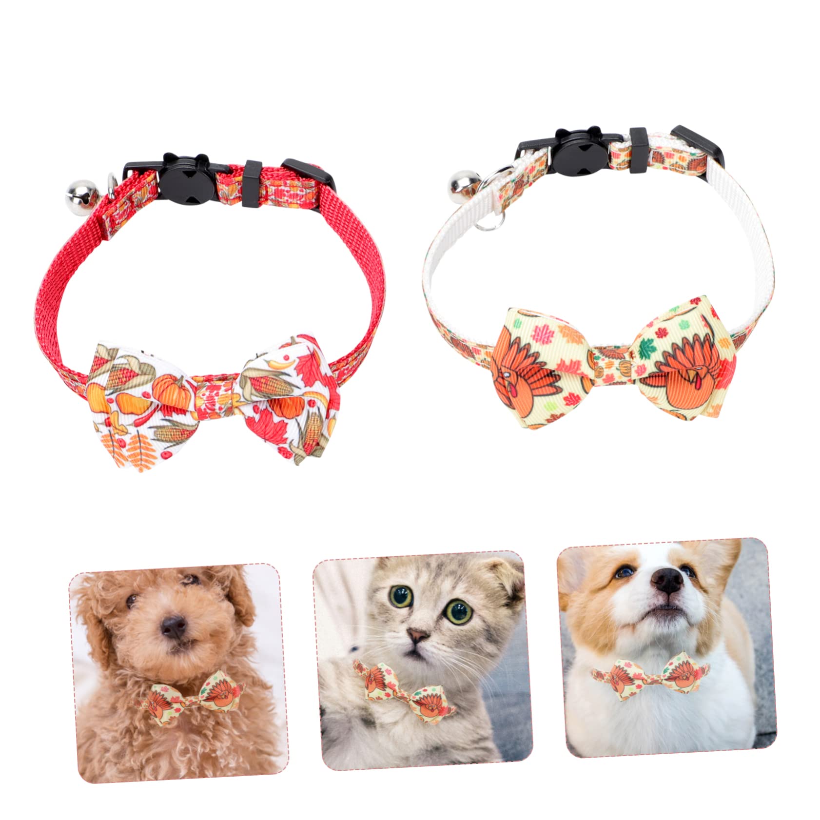 Angoily 10pezzi Collari Per Cani e Gatti Tema Ringraziamento Con Motivo Di Tacchino e Zucca Collari Regolabili Per Animali Domestici Accessori Per Feste