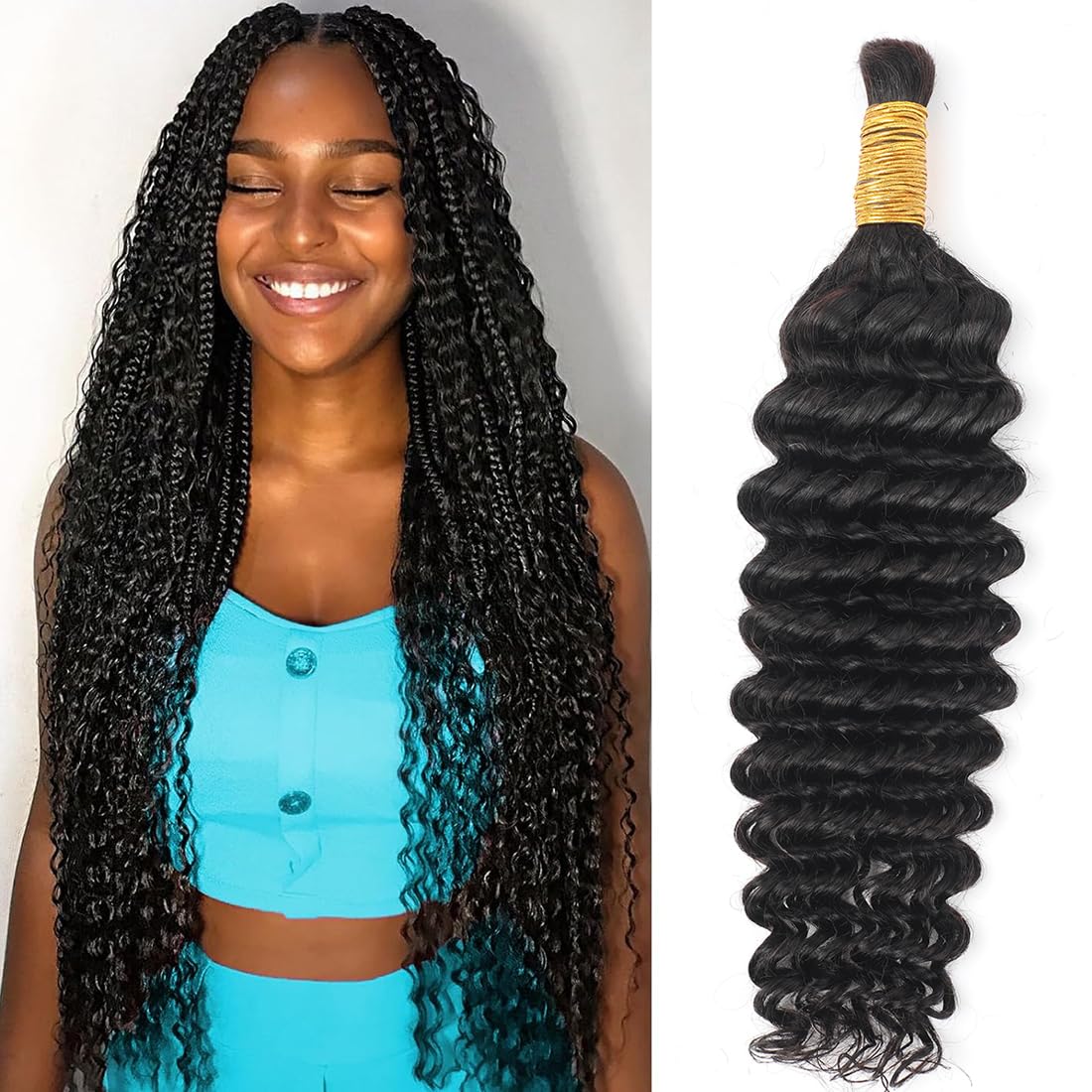 Amazon.com : Human Braiding Hair for Boho Braids 22inch Deep  display picture 2