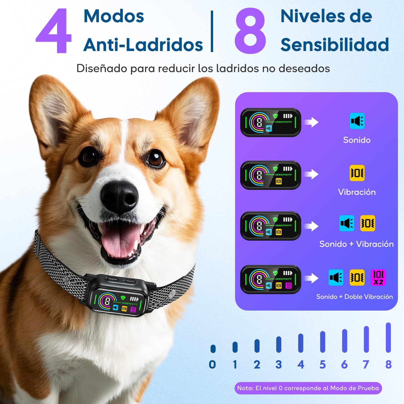 LYtech Collar Antiladridos para Perros, Antiladridos y Antiaullidos para Perros, 4 Modos de Vibración/Sonido, Impermeable IP67, Dispositivo Recargable para Detener los Ladridos Grande Mediano Pequeño - 3