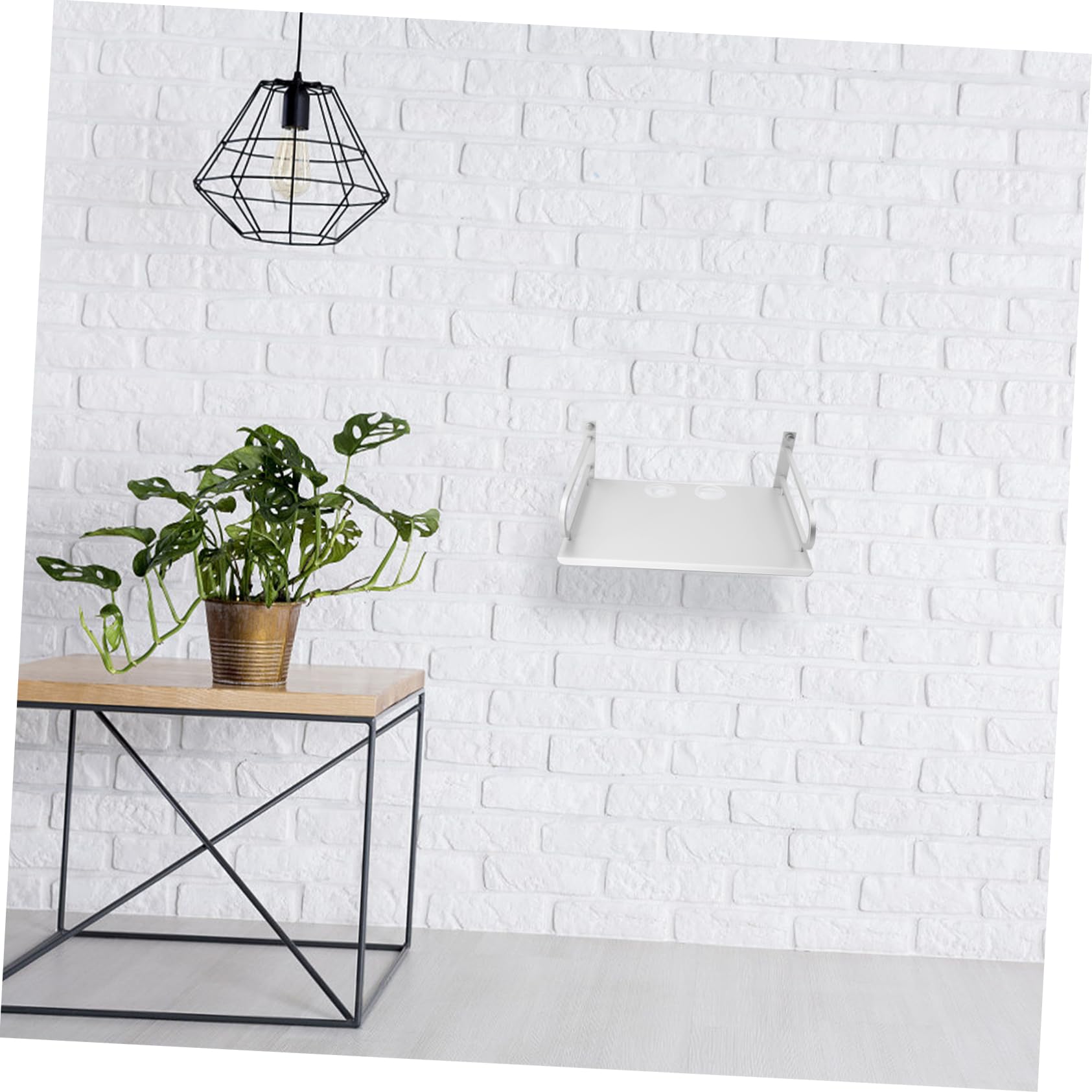 Wandmontiertes Aufbewahrungsregal zur Wandmontage aus Aluminium Silber mit Ablagefach Stabil für Router und Receiver für Wohnzimmer und Büro