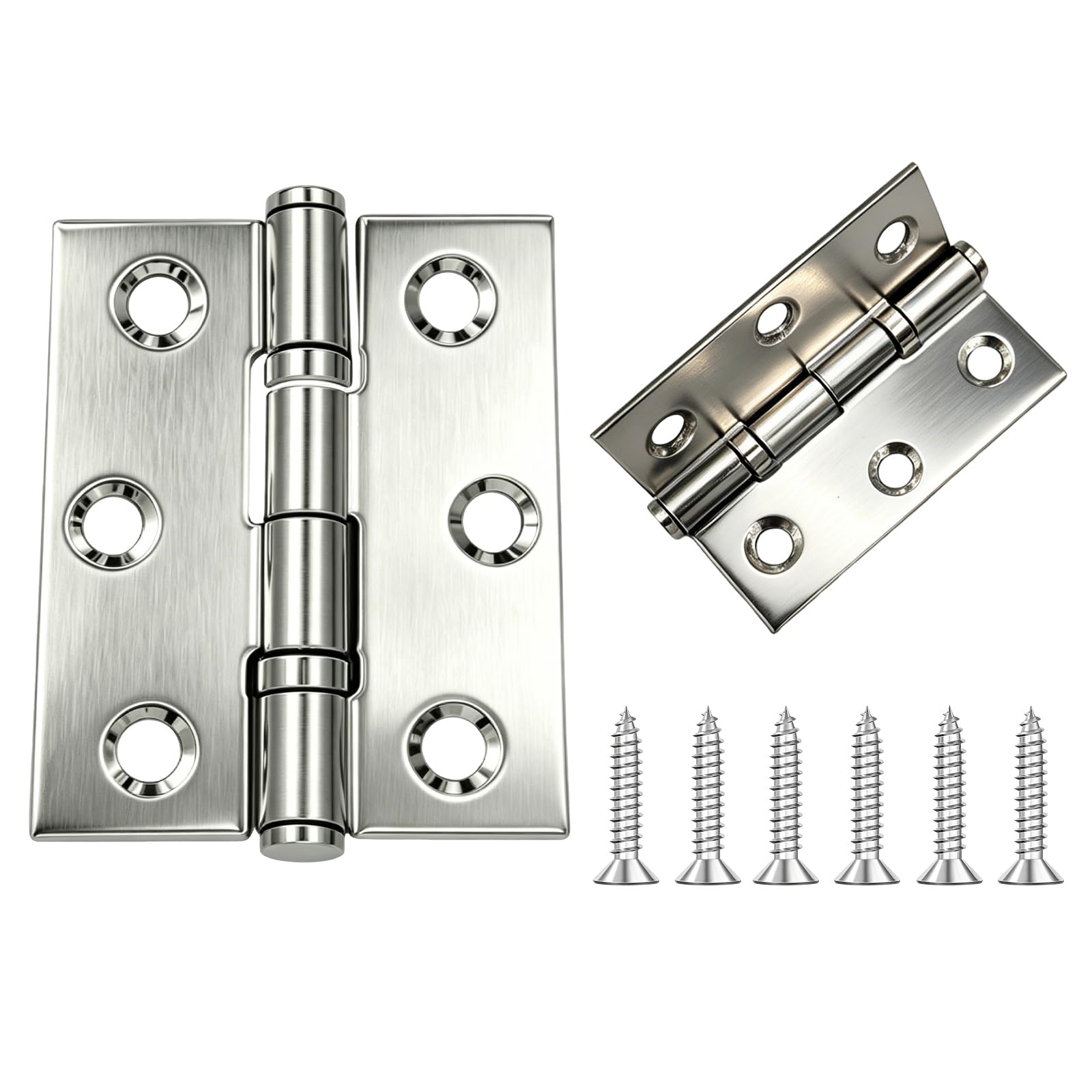 HAISHANG 4 Pièces 70x39mm Charniere Porte Placard pour Meubles avec Vis | Charnière Inox A2 V2A 304 Acier Inoxydable Paumelles Charnière Connecteurs pour Piano Meubles Armoire Porte Tiroir