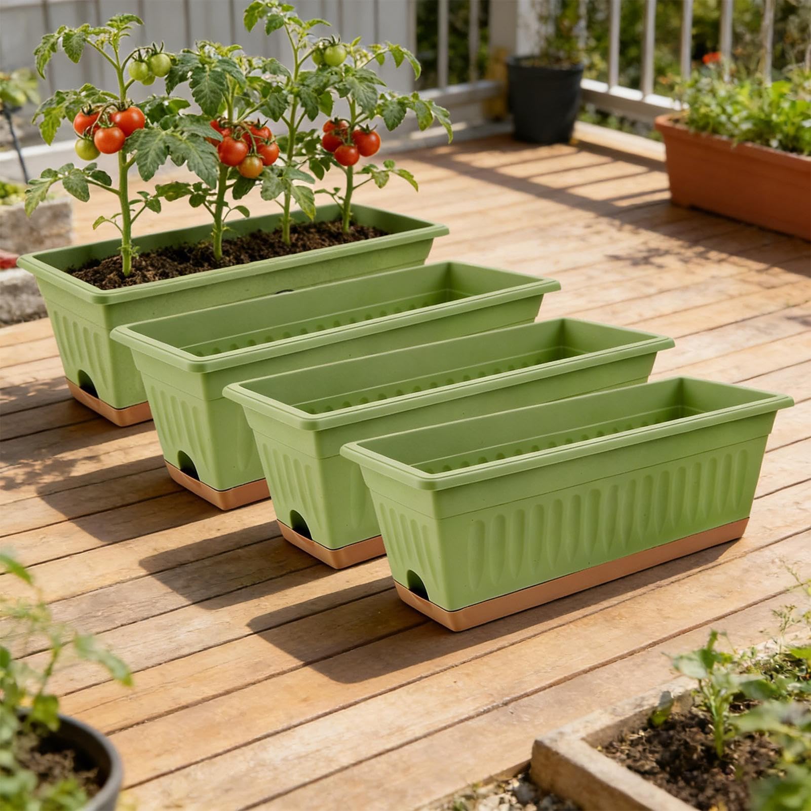 Fioriera per piante da interno 4 Vasi da Fiori con Fori di Drenaggio e