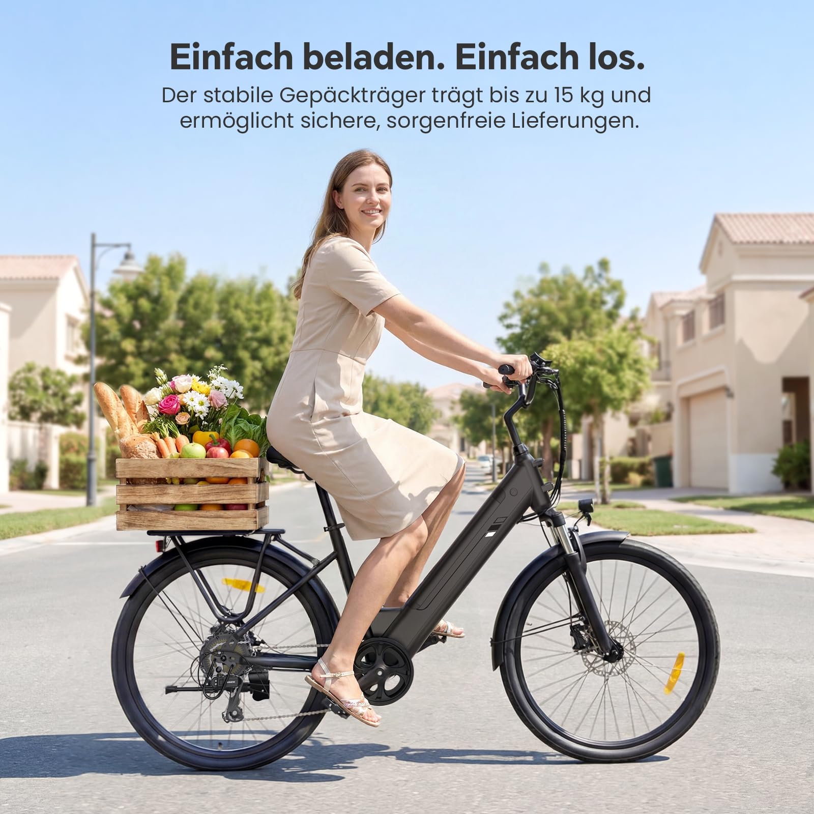 Touroll J2 /J2 ST Pro 26'' E-Bike Damen Herren City Trekkingrad mit Hydraulischen Scheibenbremsen, 250W Motor, 100km Reichweite, Abnehmbarer Akku,7 Gänge, Pedelec E-Citybike für Erwachsene
