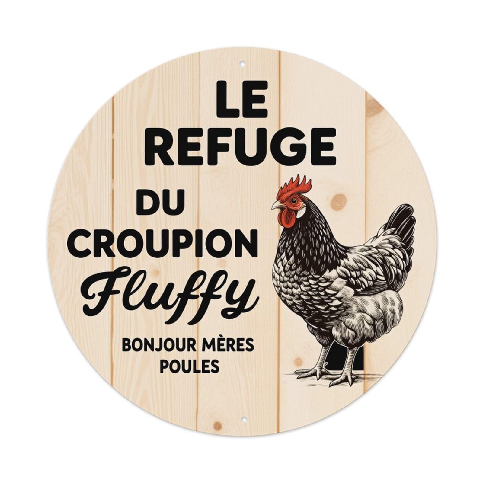 Chicken Wood Background Text Art Round Tin Sign Vintage Metal Poster, Home Bar Garage Man Cave Cafe Indoor & Outdoor Wall Decoration 8x8Inches
