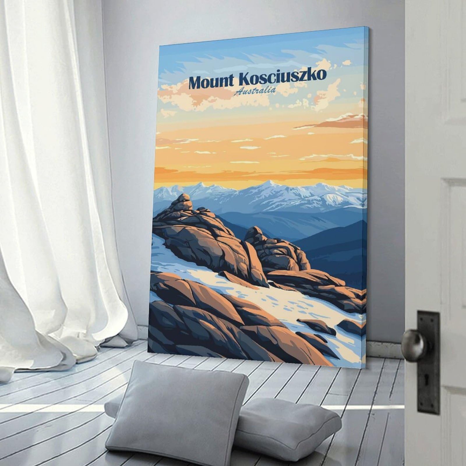 Junmoney Mount Kosciuszko, Australia Wall Art Print, 24x36inch(60x90cm), for Bedroom Decor, Cosy Corners Or Studios, Canvas Wall Decor for Personal Spaces