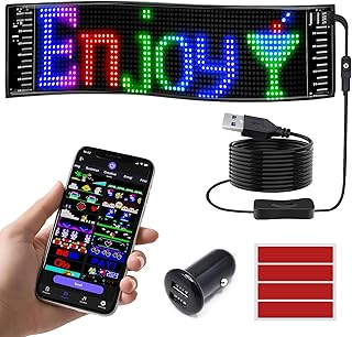 GOTUS Full Colour LED Signs,Programmable LED Sign,Bluetooth APP Control,Custom Text, Patterns, Animations for Car Business Store Signs