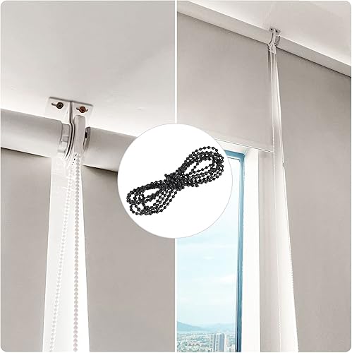 Miniatura 4 de uxcell Cordón de cadena con cuentas, 2.19 yardas, 3 piezas de persianas enrollables verticales romanas para cortinas de ventana, piezas de repuesto,