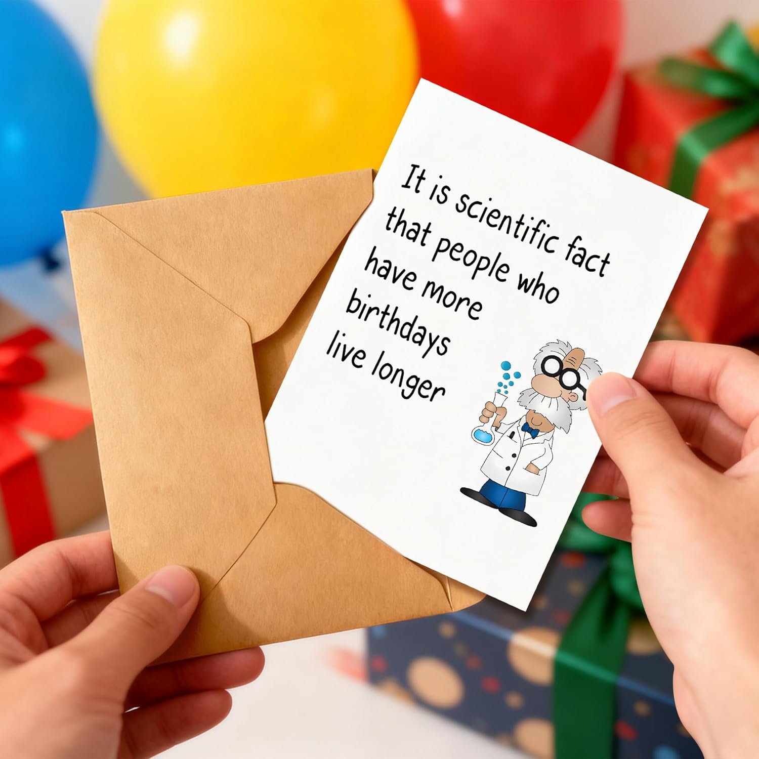 Funny Birthday Card for Men - Humorous Science Fact Joke for Dad, Husband, or Brother - 5x7 Inch Happy Birthday Card with Envelope - Witty Gag Gift for Him - Image 6